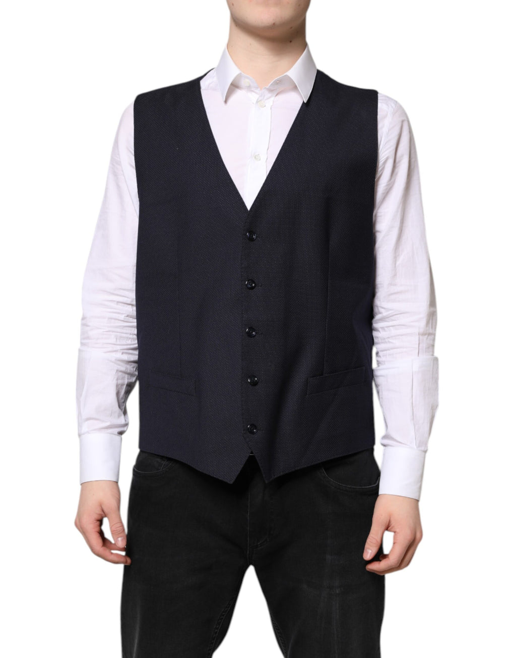 Black Wool Waistcoat Dress Formal Vest