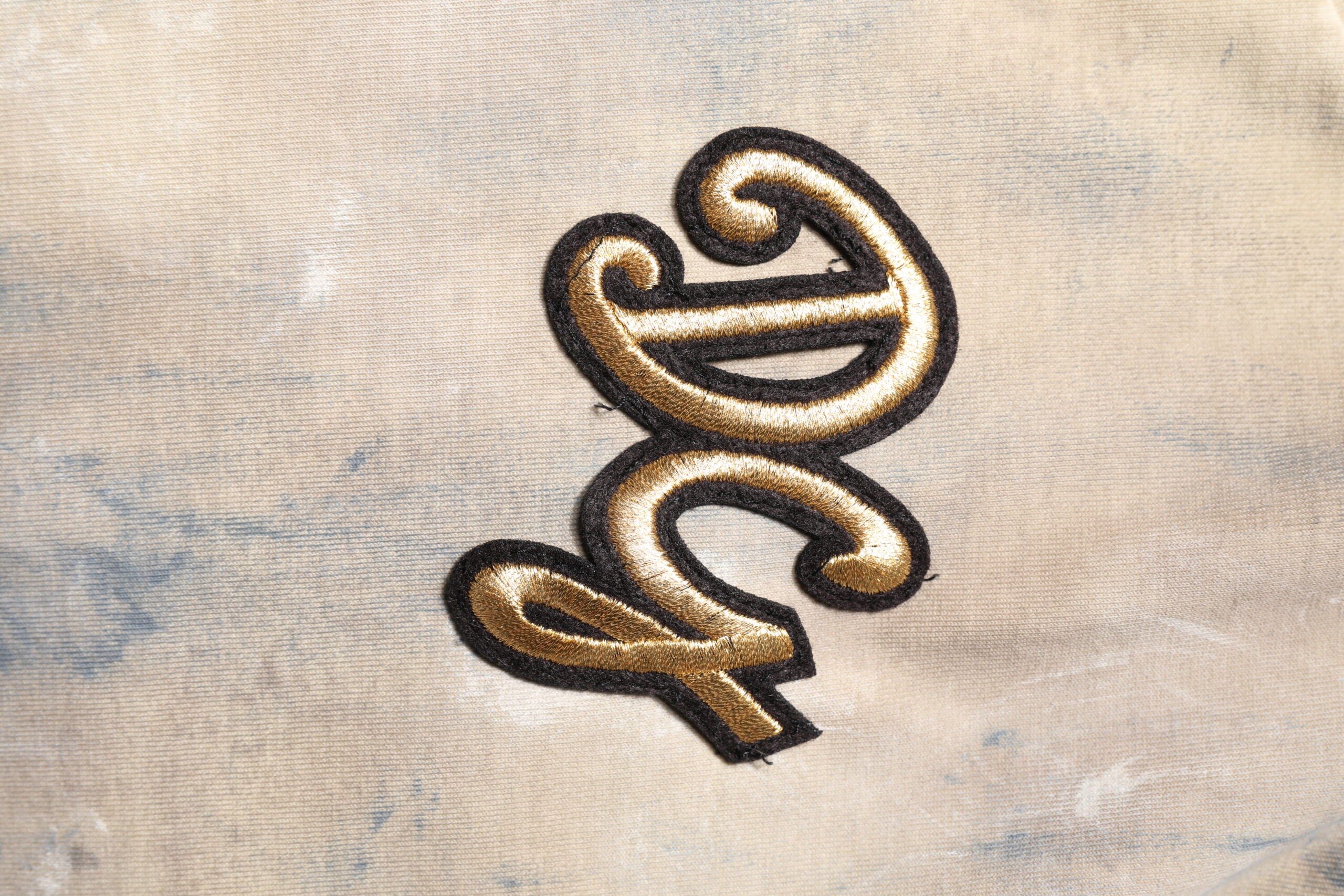 Beige Tie Dye DG Embroidery Cropped T-shirt