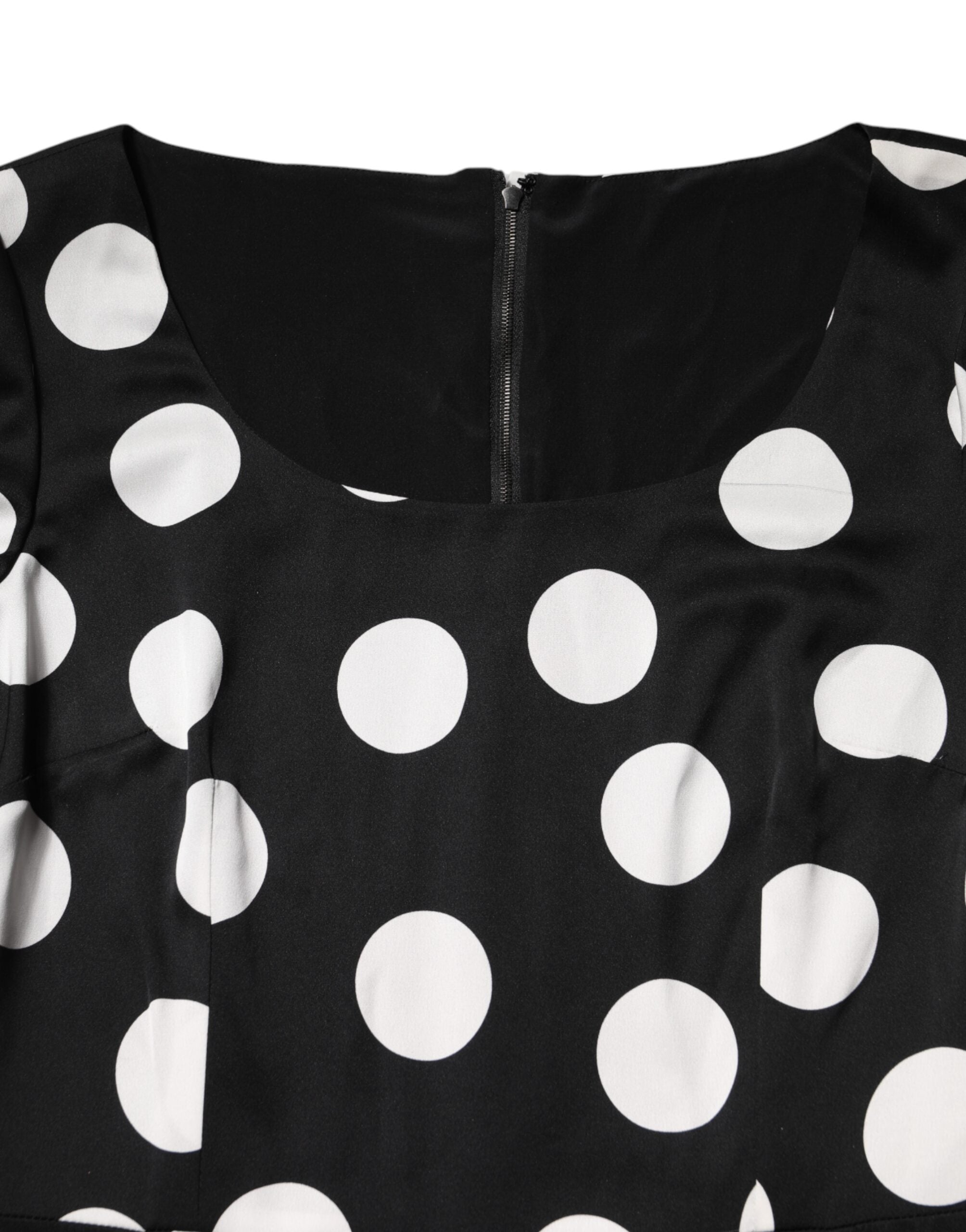 Black White Polka Dot Sheath Midi Dress