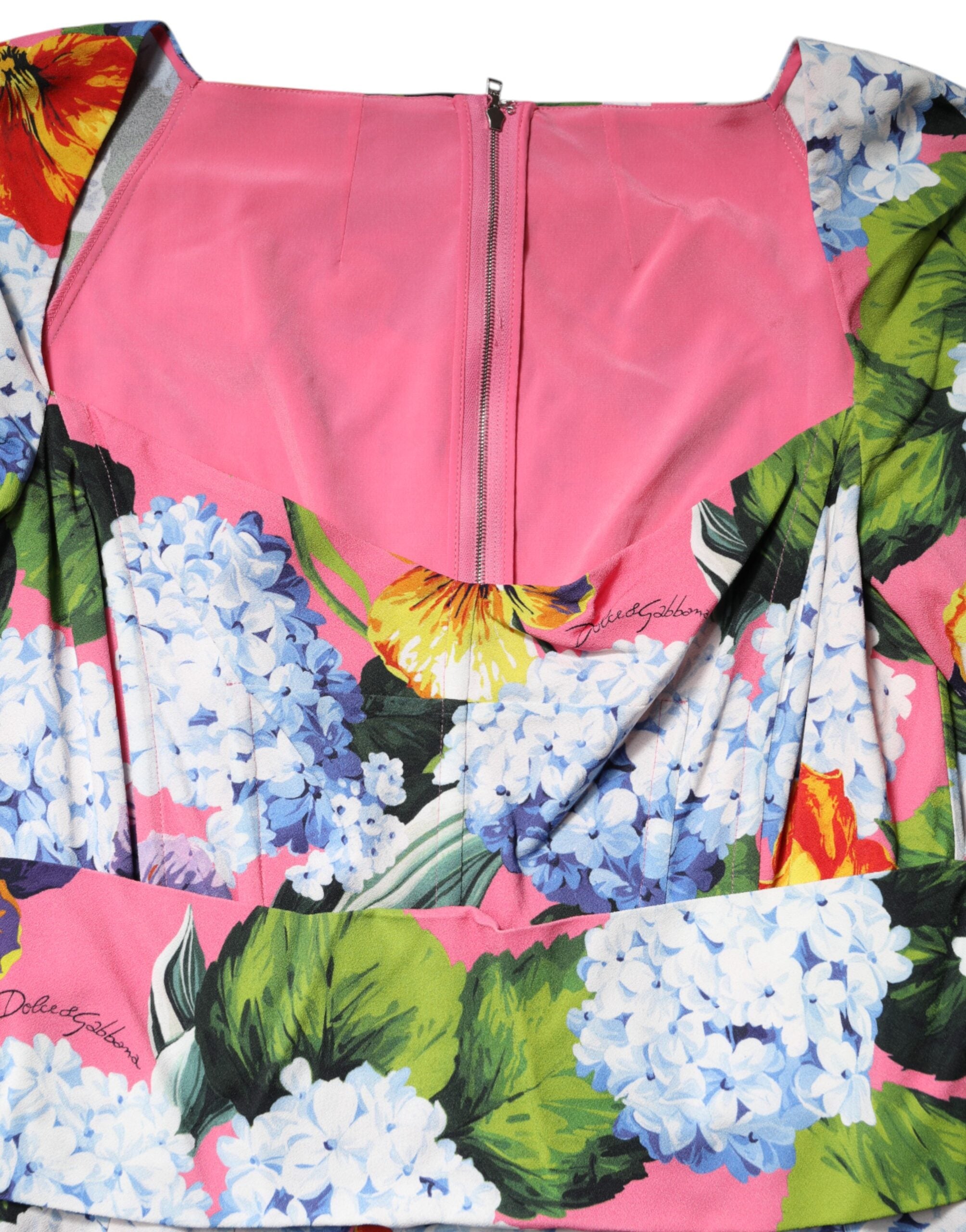 Multicolor Floral Pleated Sheath Midi  Dress