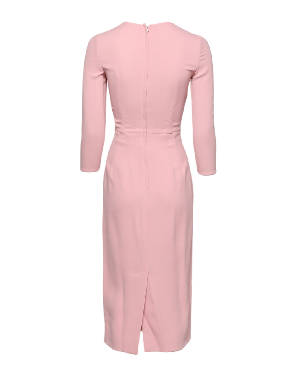 Pink Viscose 3/4 Sleeves Sheath Midi Dress