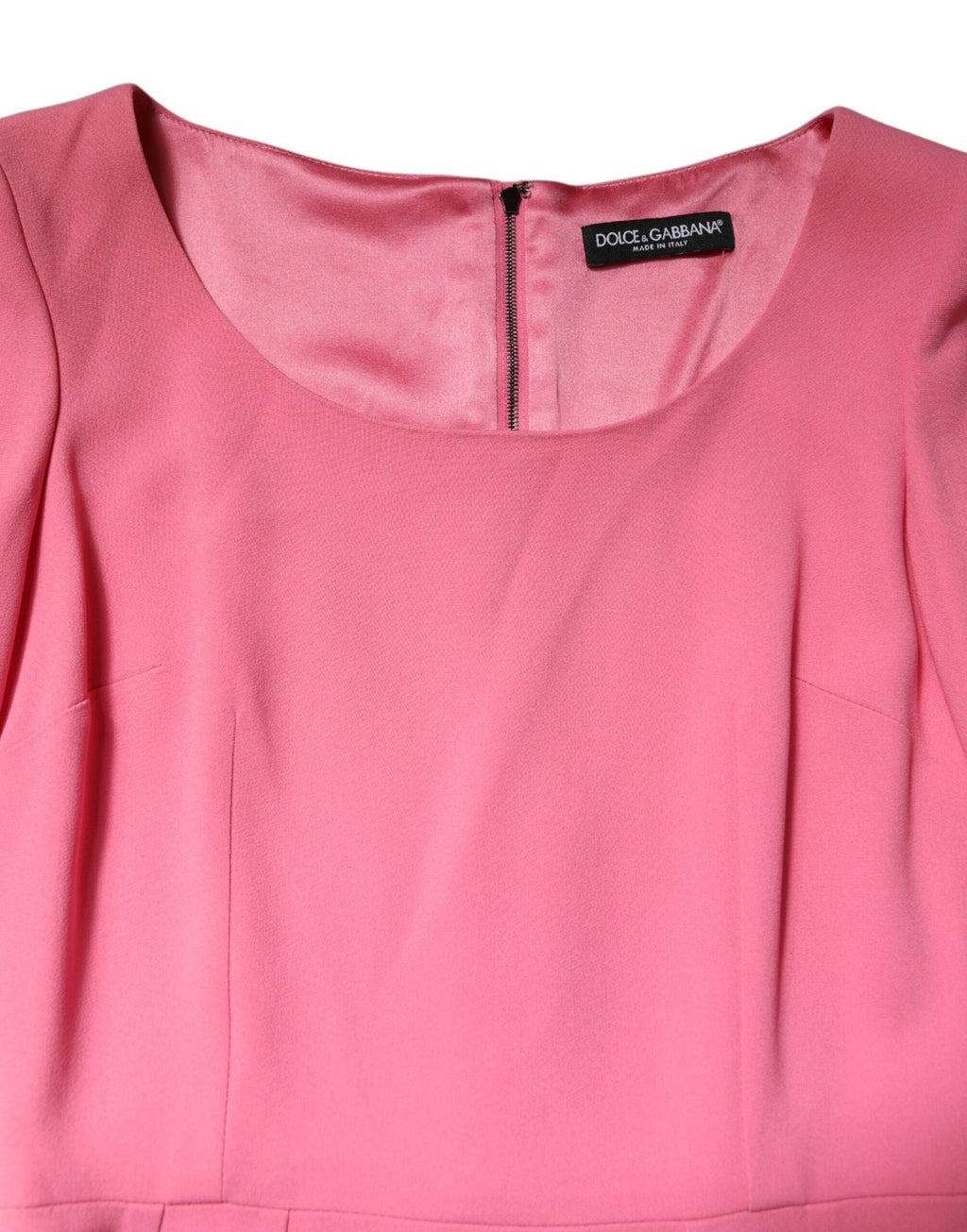 Pink Viscose Short Sleeve Sheath Midi Dress