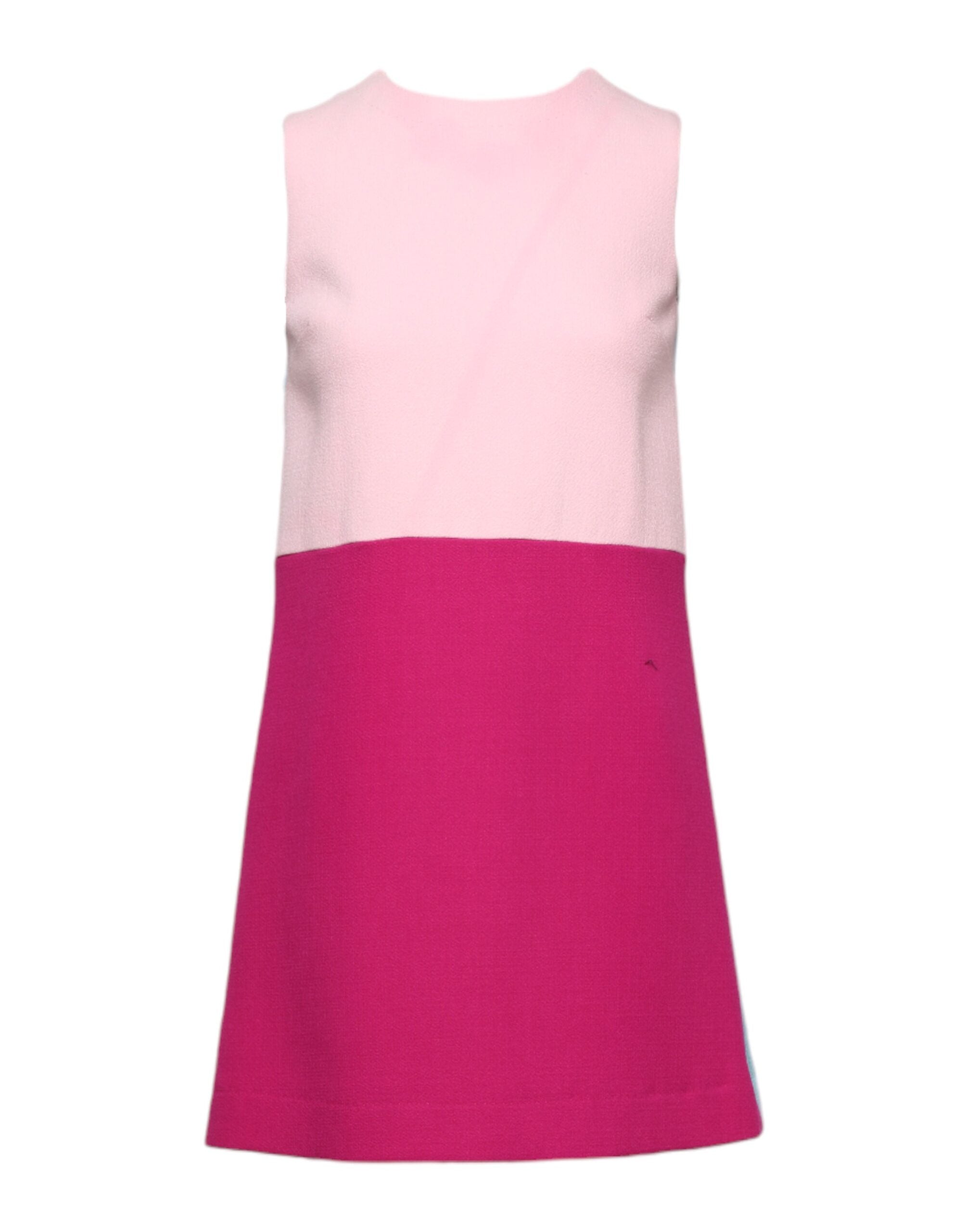 Pink Blue Wool Sleeveless Shift Mini Dress