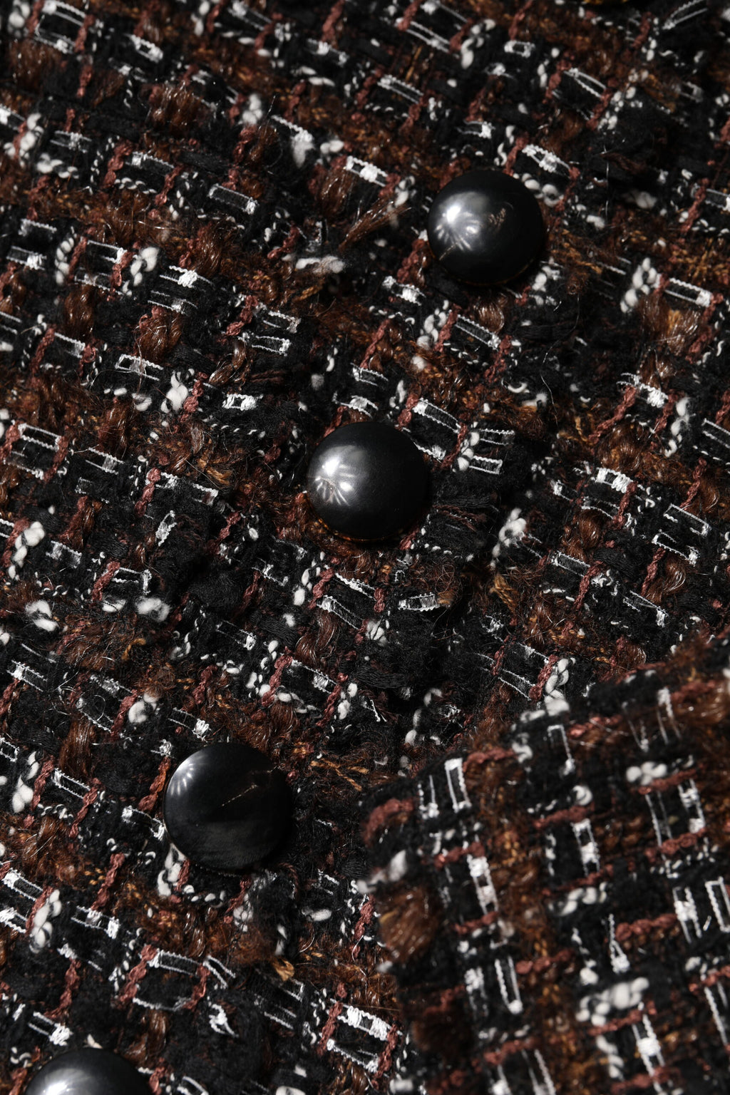 Brown Tweed Short Sleeves A-line Mini Dress