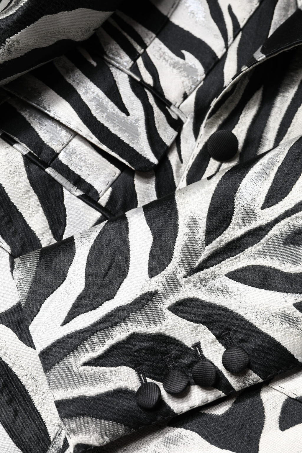 Black White Polyester Women Blazer Jacket