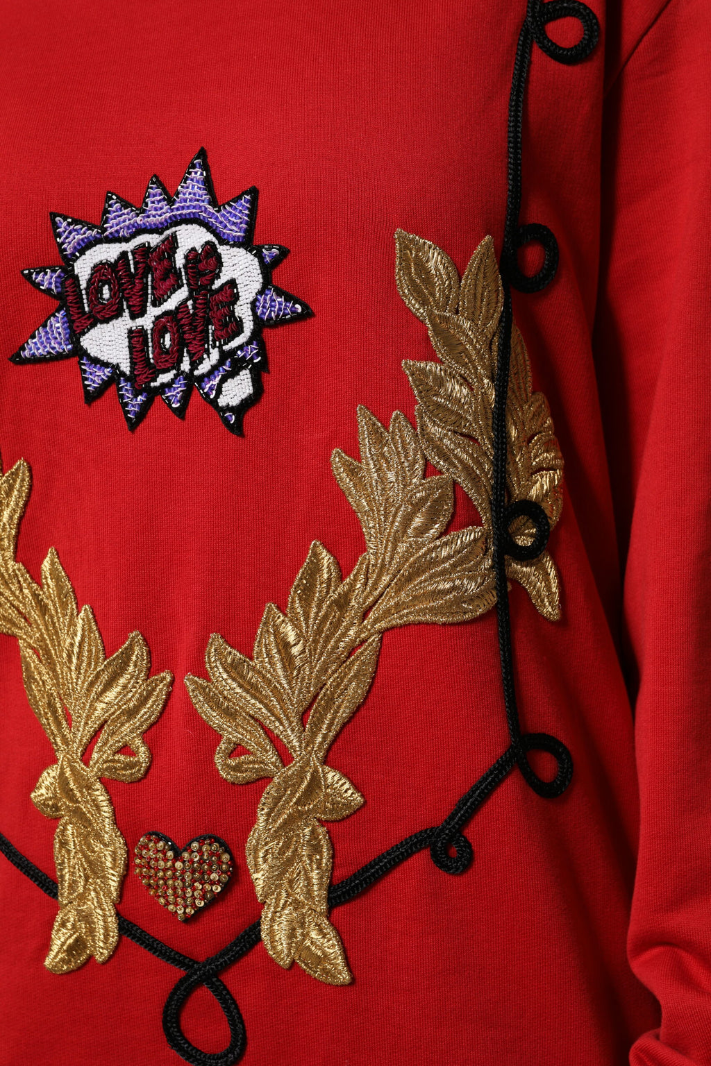 Red Cotton Queen Sequined Pullover Sweater