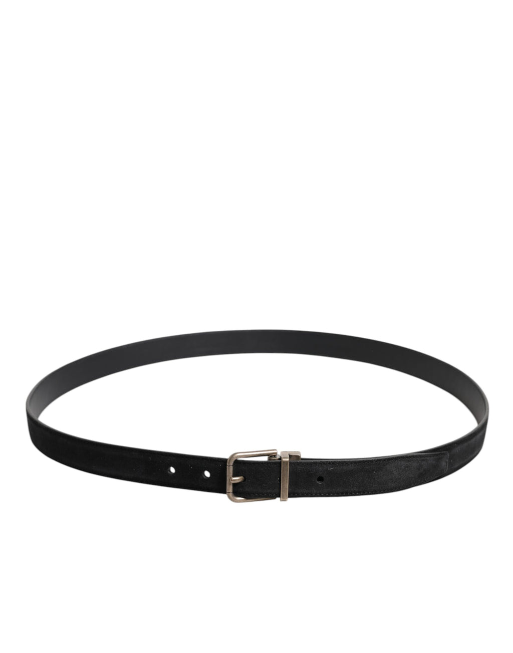 Black Calf Leather Classic Metal Buckle Belt
