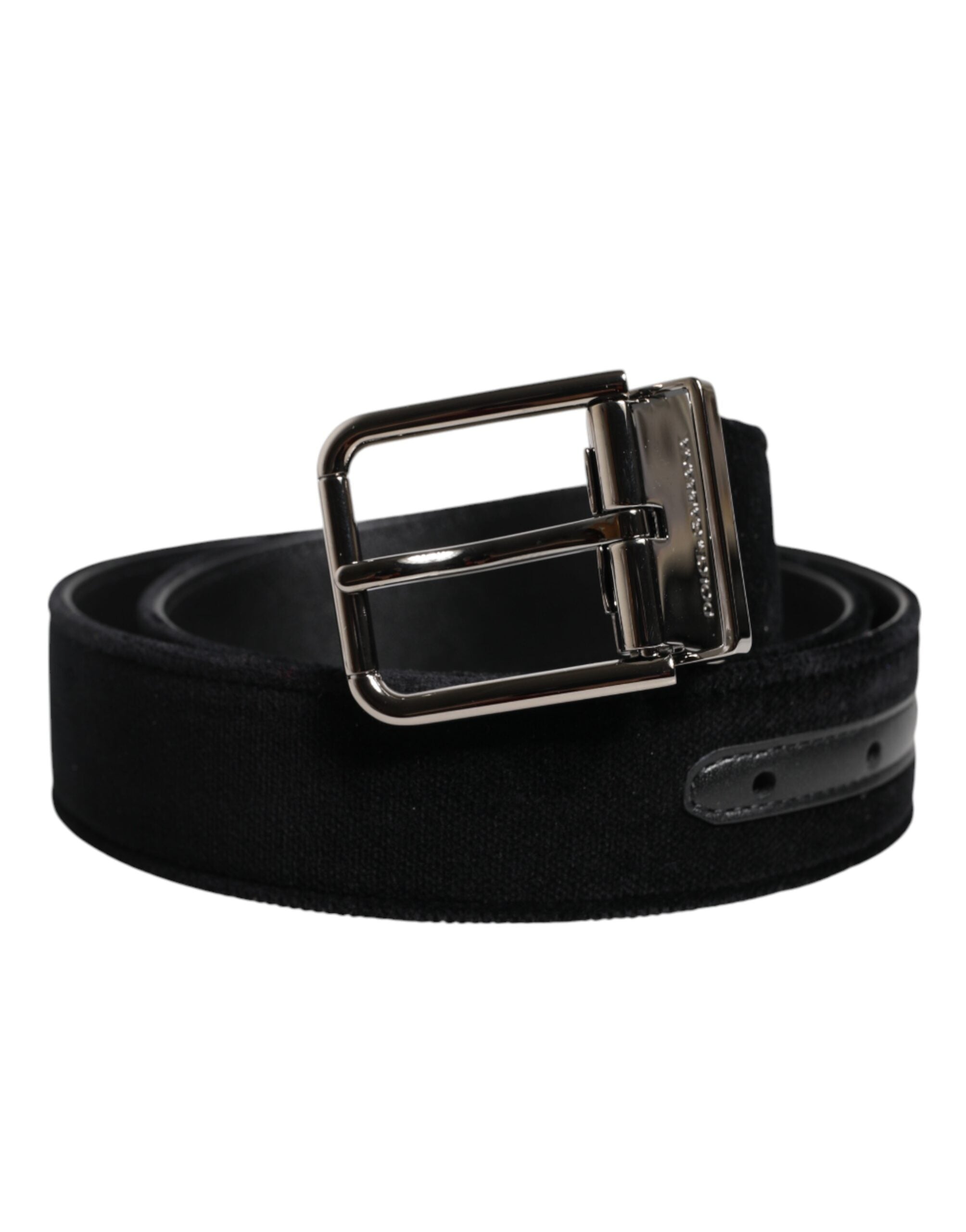 Black Cotton Silver Metal Buckle Belt