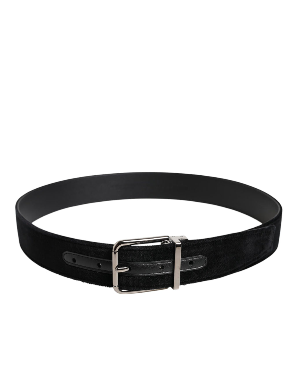 Black Cotton Silver Metal Buckle Belt