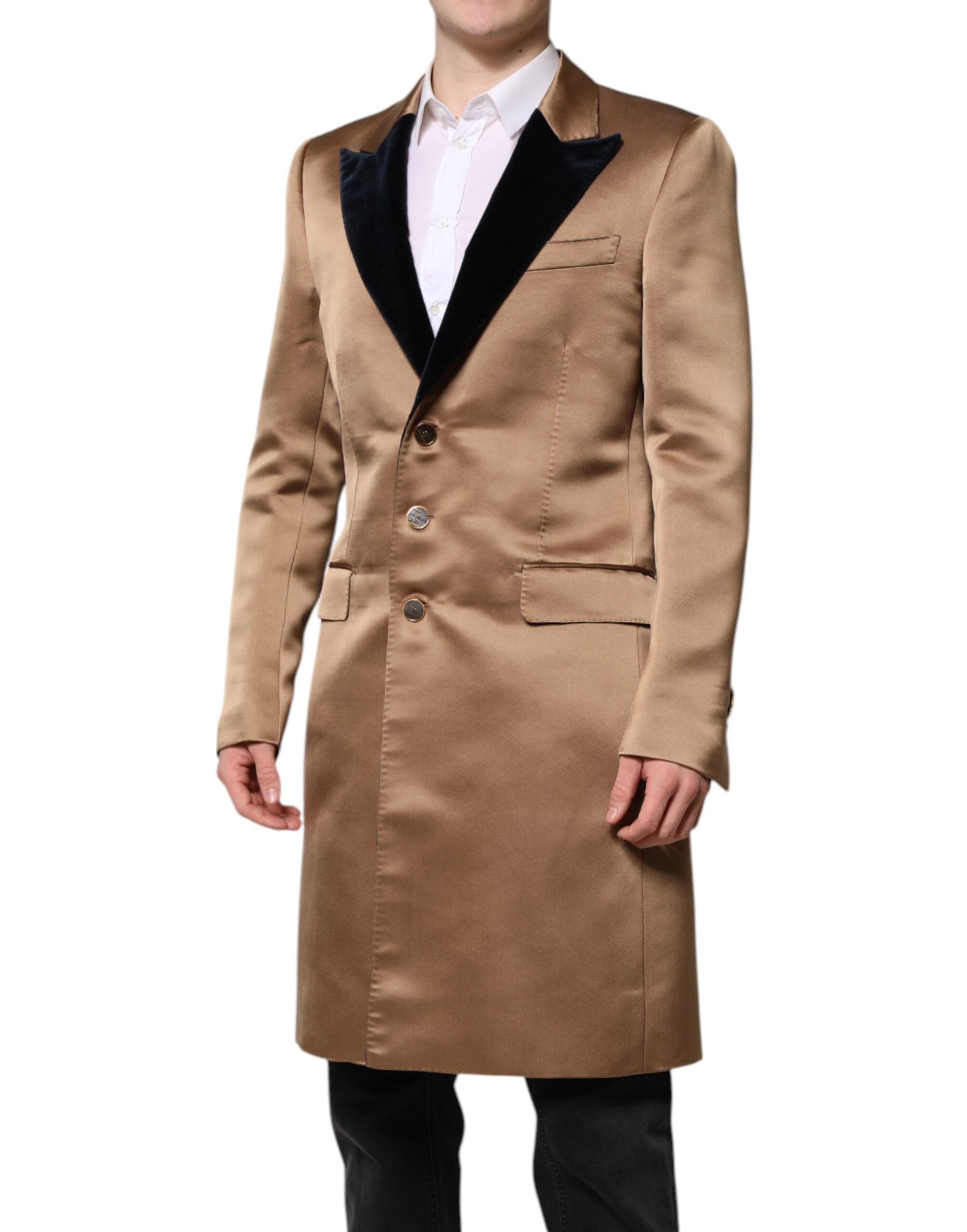 Brown Silk Single Breasted Trench Coat  Jacket
