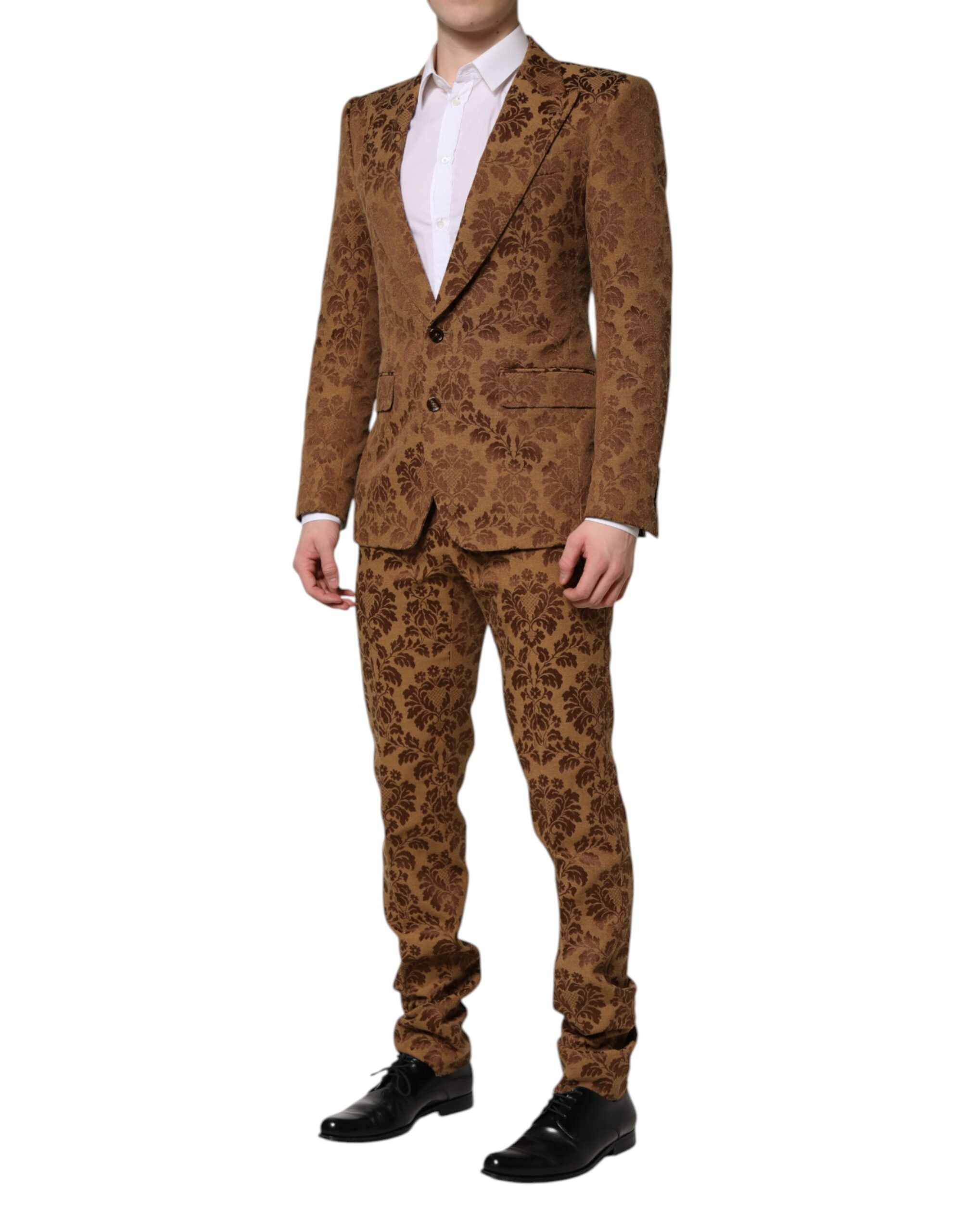 Brown Floral Jacquard SICILIA 2 Piece Suit