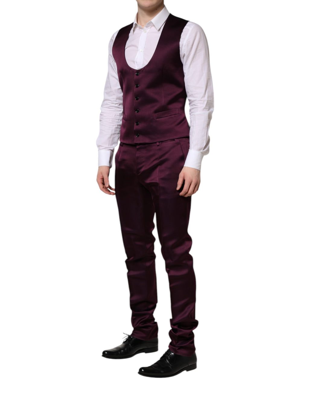 Dark Purple Silk 3Piece Single Breasted Suit