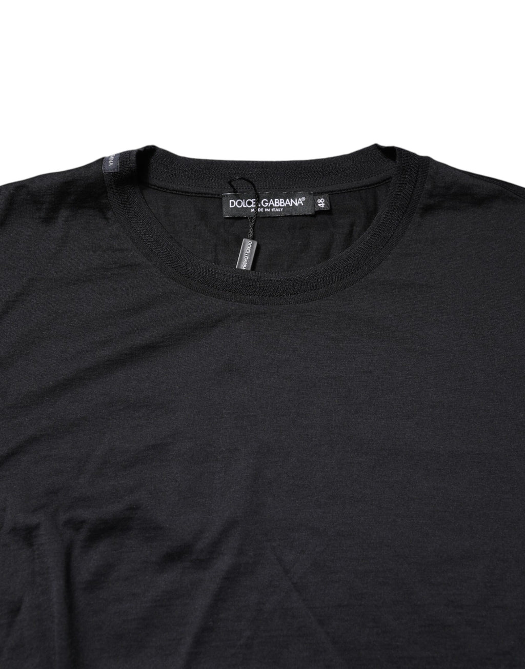 Dark Blue Silk Crew Neck Men Pullover Sweater