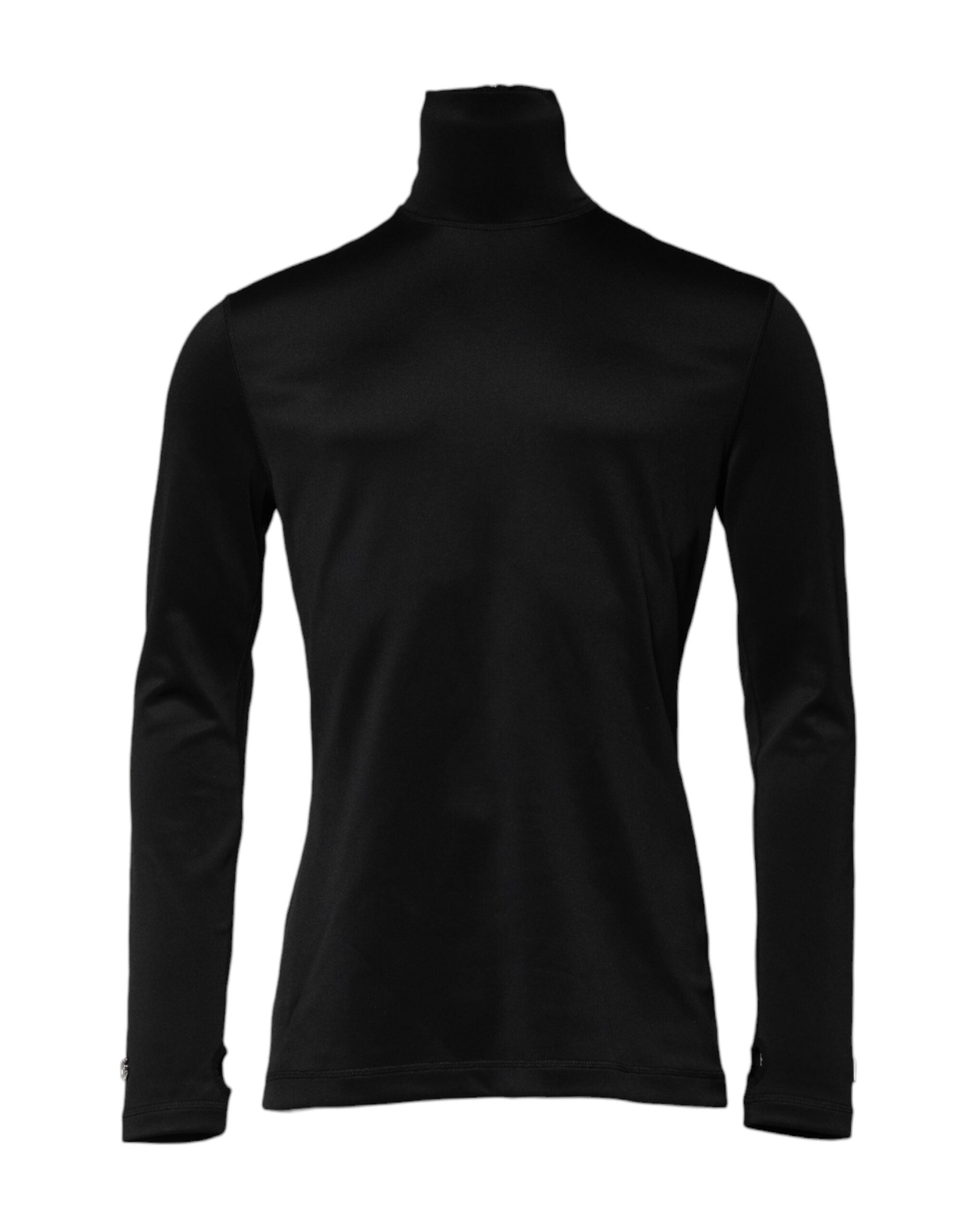 Dolce & Gabbana Black Polyester Turtleneck Pullover Sweater