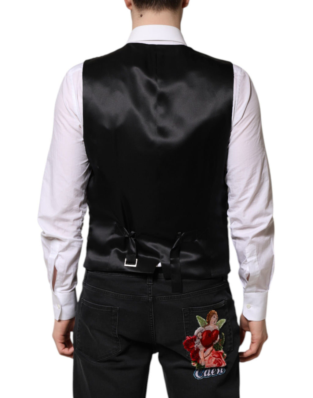 Red Floral Brocade Formal Men Waistcoat Vest
