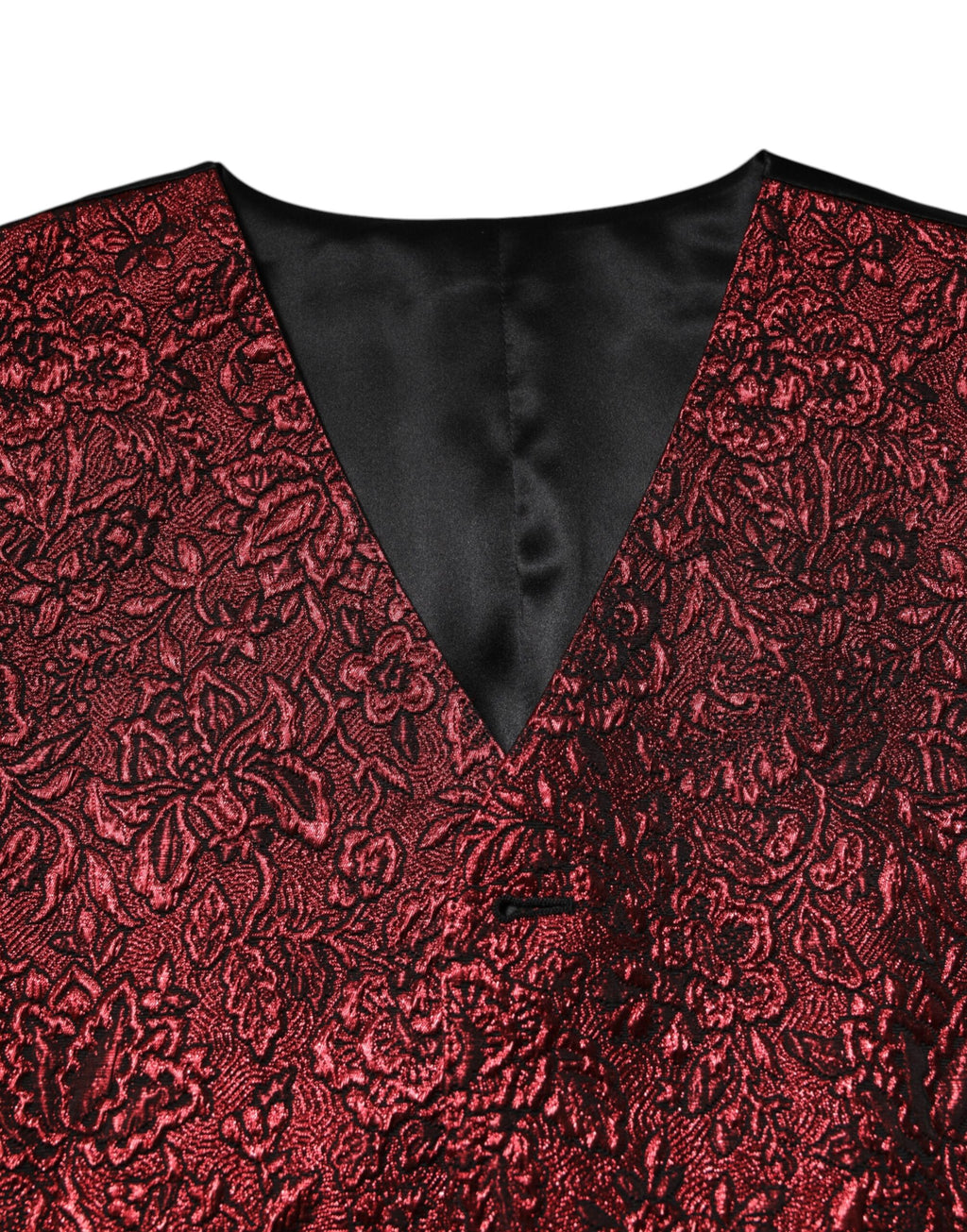 Red Floral Brocade Formal Men Waistcoat Vest