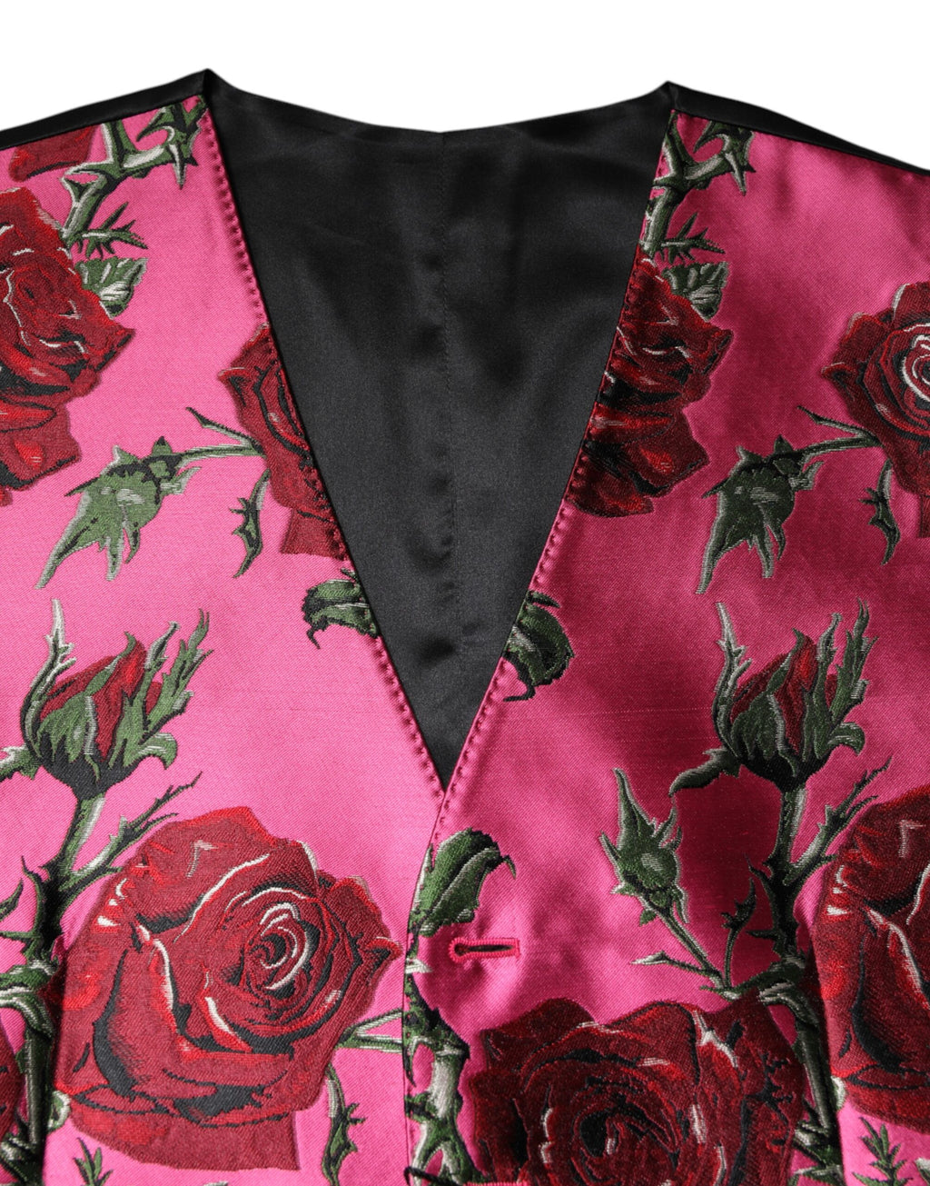 Pink Floral Satin Formal Men Waistcoat Vest