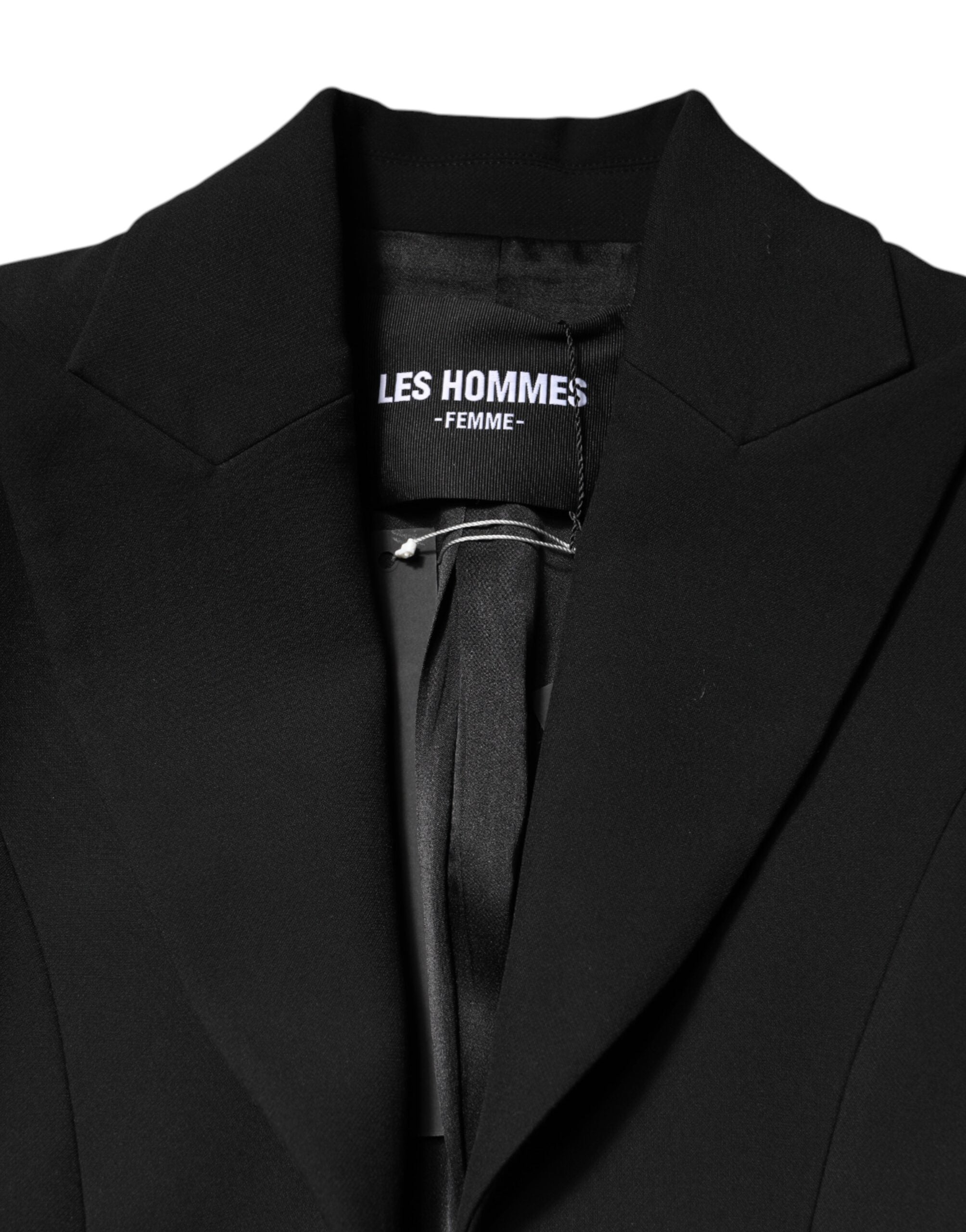 Black Polyester Single Breasted Trench Coat Jacket