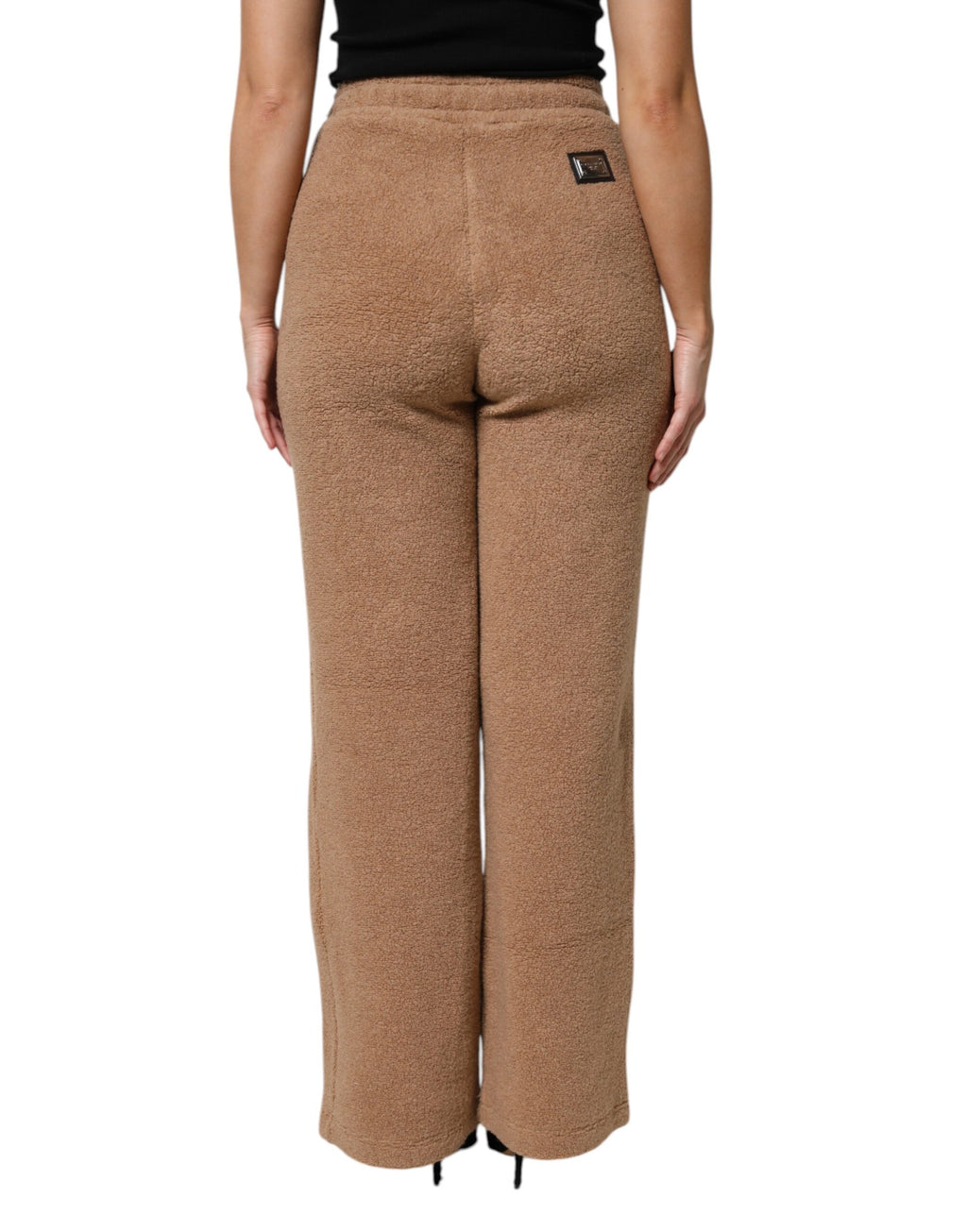 Brown Logo Plaque Sweatpants Straight Pants