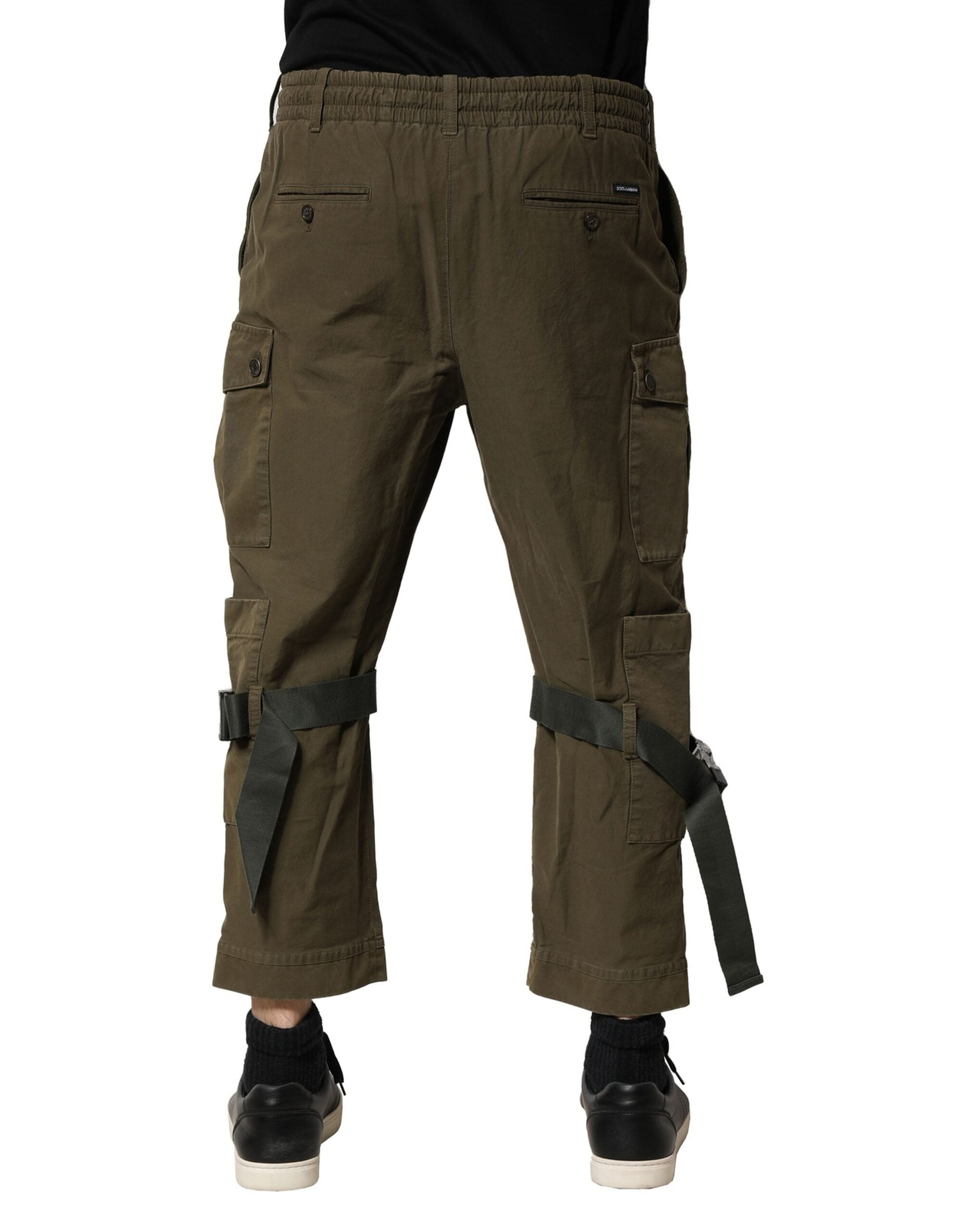 Brown Cotton Cargo Drawstring Pants