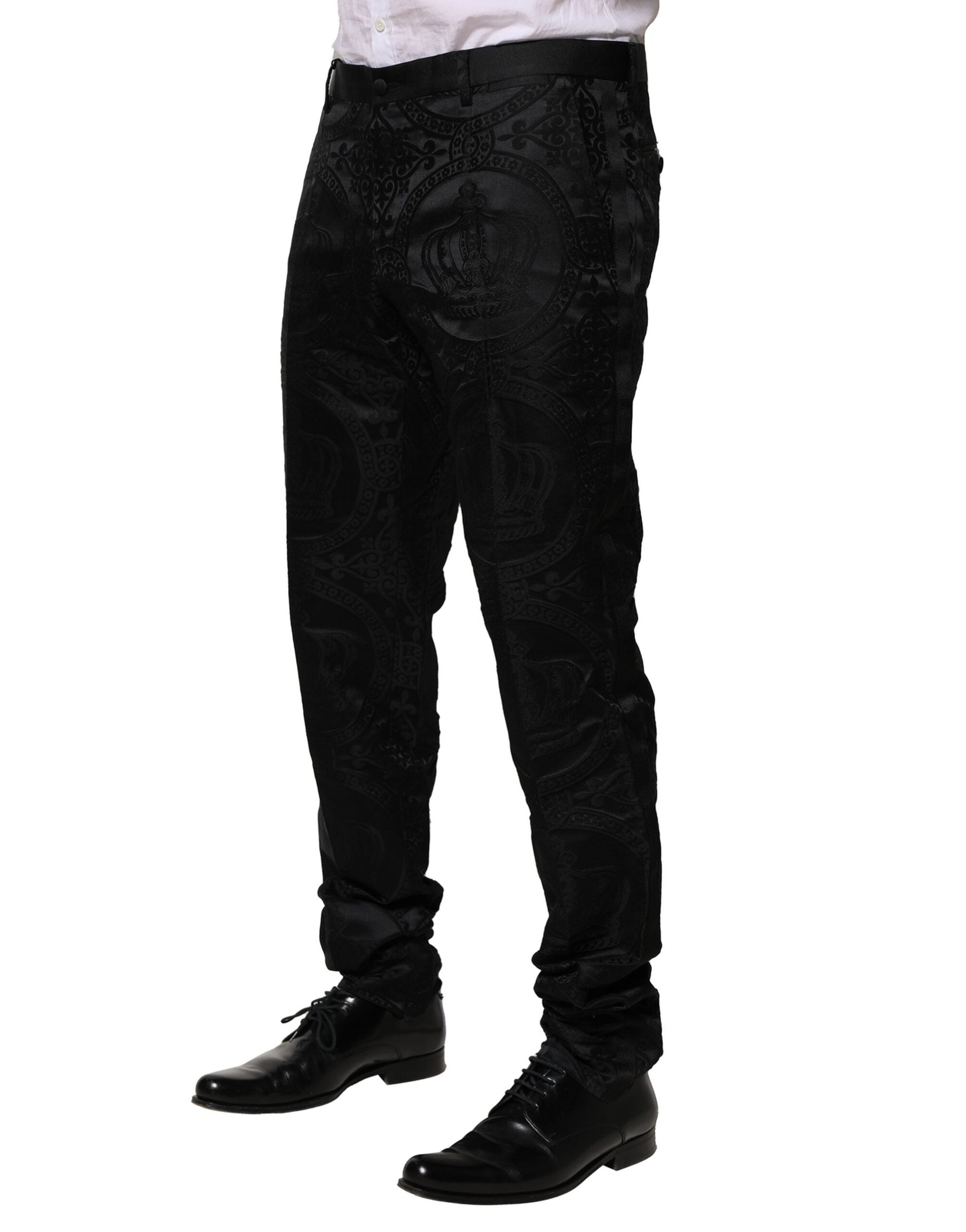 Black Cotton DG Crown Dress Pants