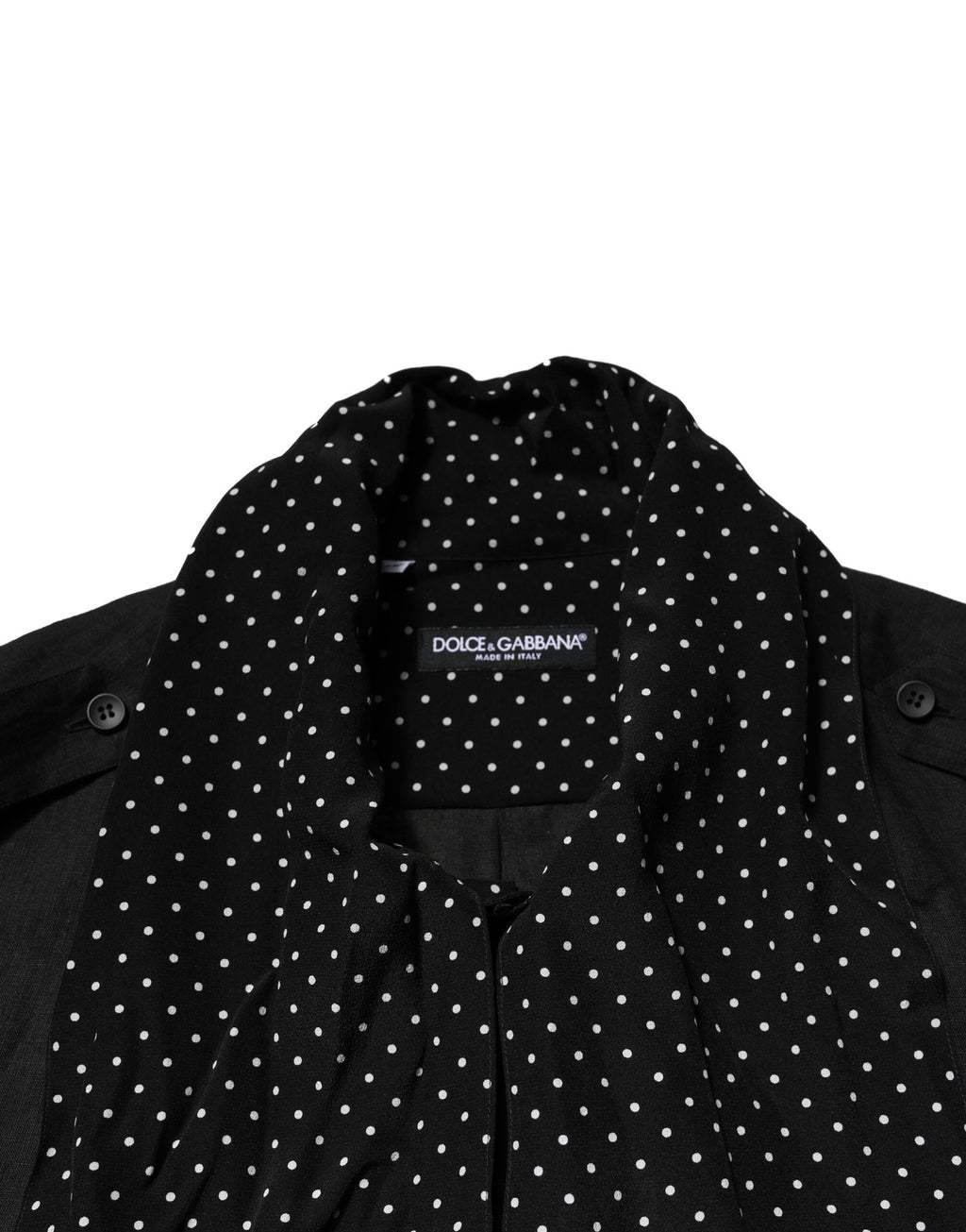 Black Polka Dot Collar Tie Neck Casual Shirt