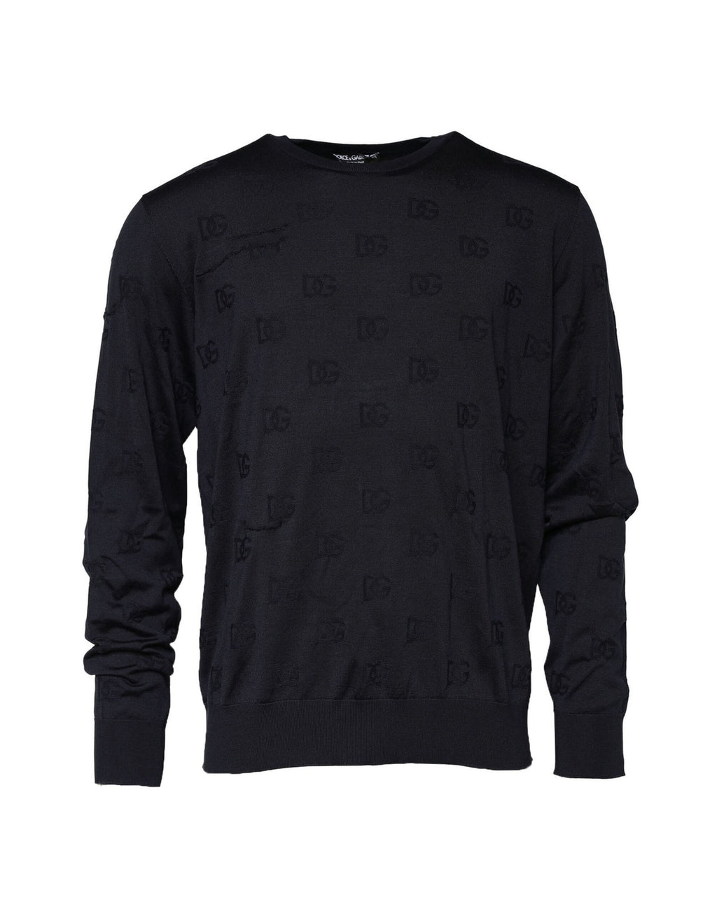 Black Silk Crew Neck Sweatshirt Sweater