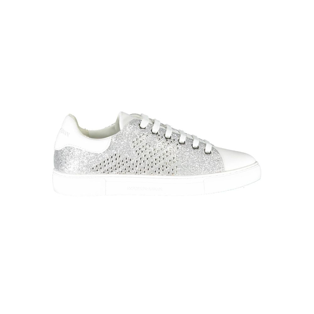 Emporio Armani Silver Leather Women Sneaker