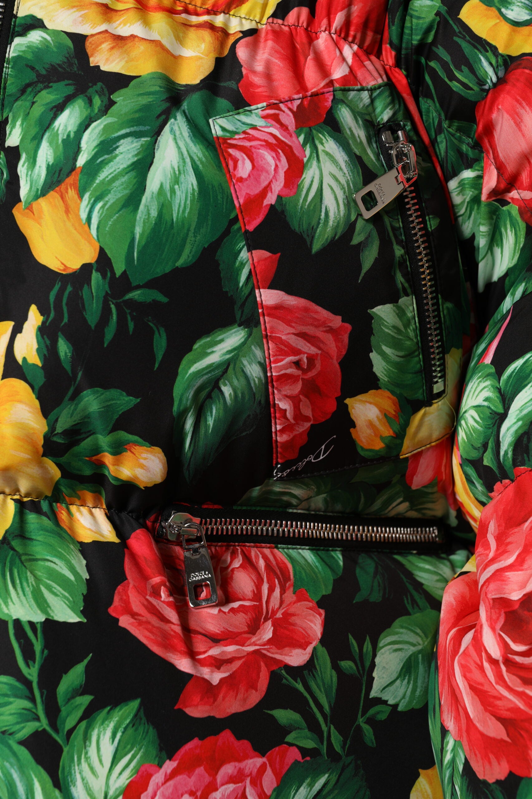 Multicolor Floral Puffer Hooded Jacket