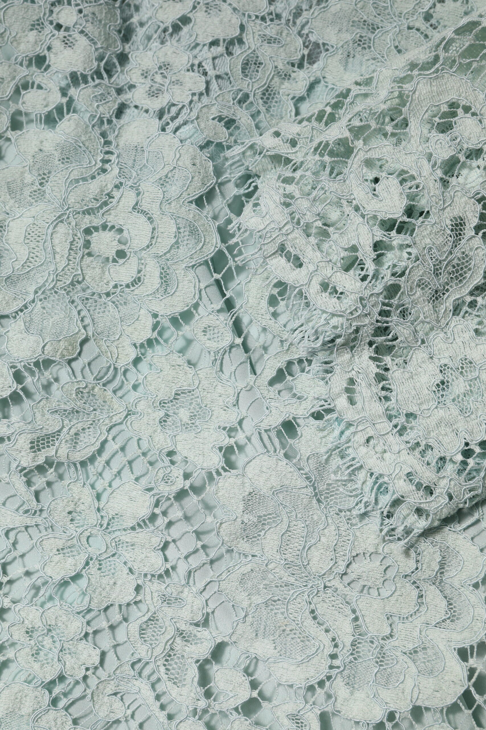 Mint Green Floral Lace Cotton Blouse Top