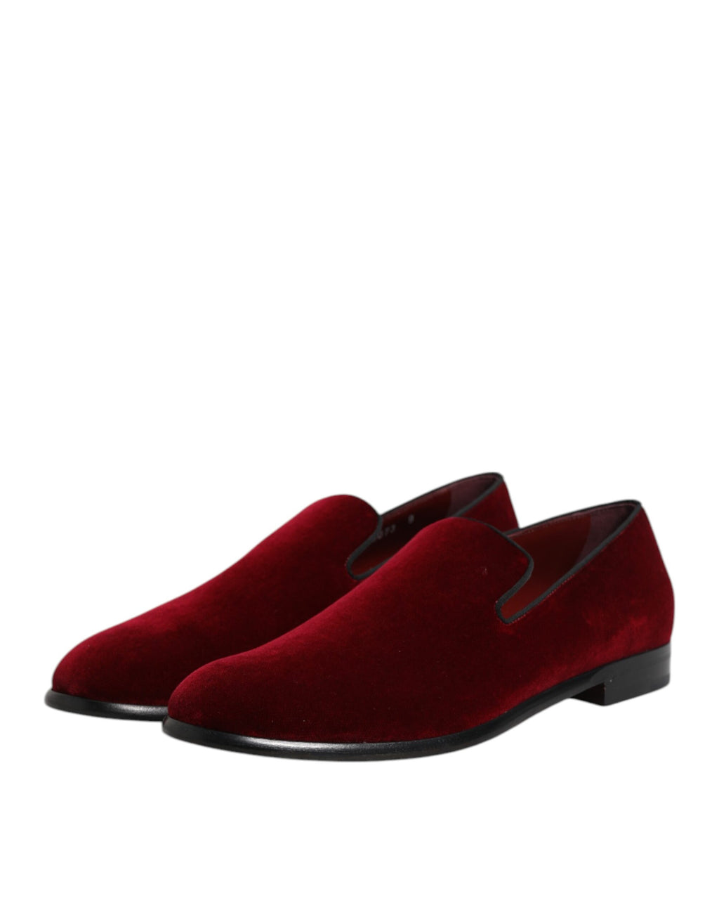 Red Cotton Velvet Slip On Loafers Formal Shoes