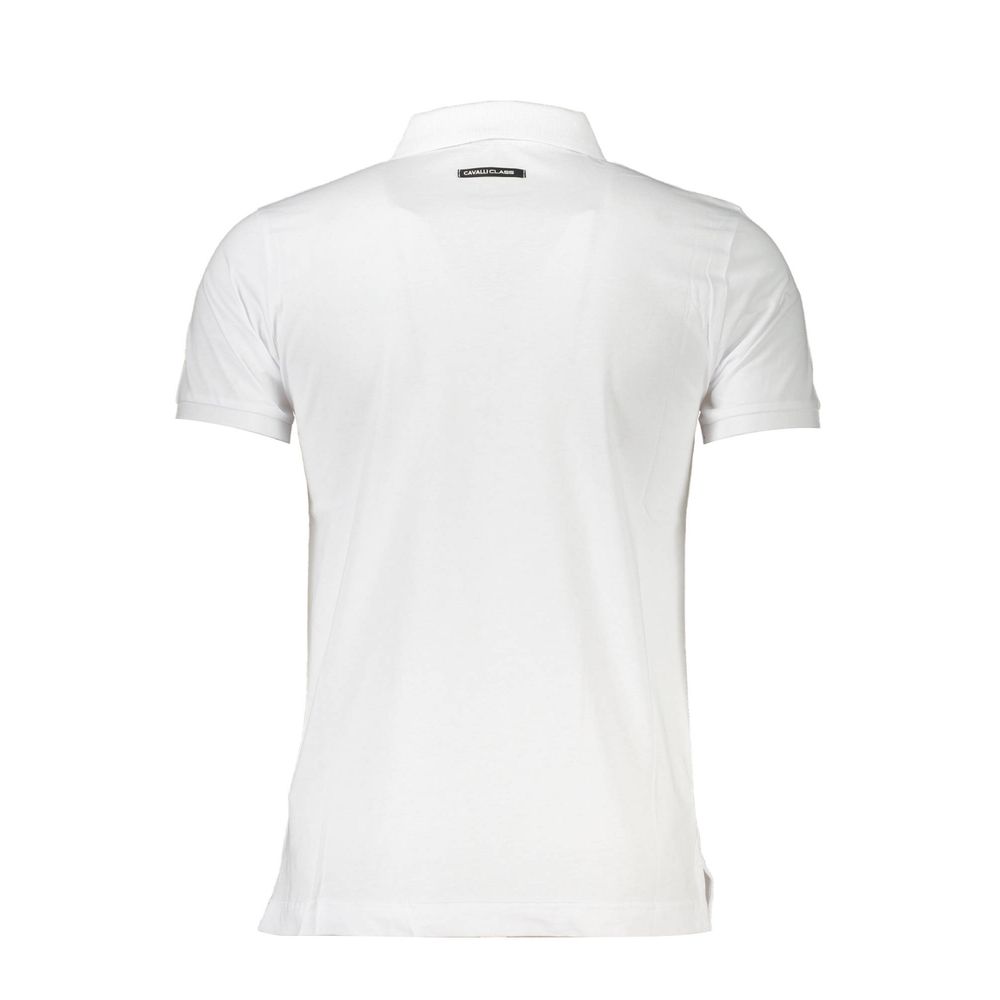 Cavalli Class White Cotton Polo Shirt