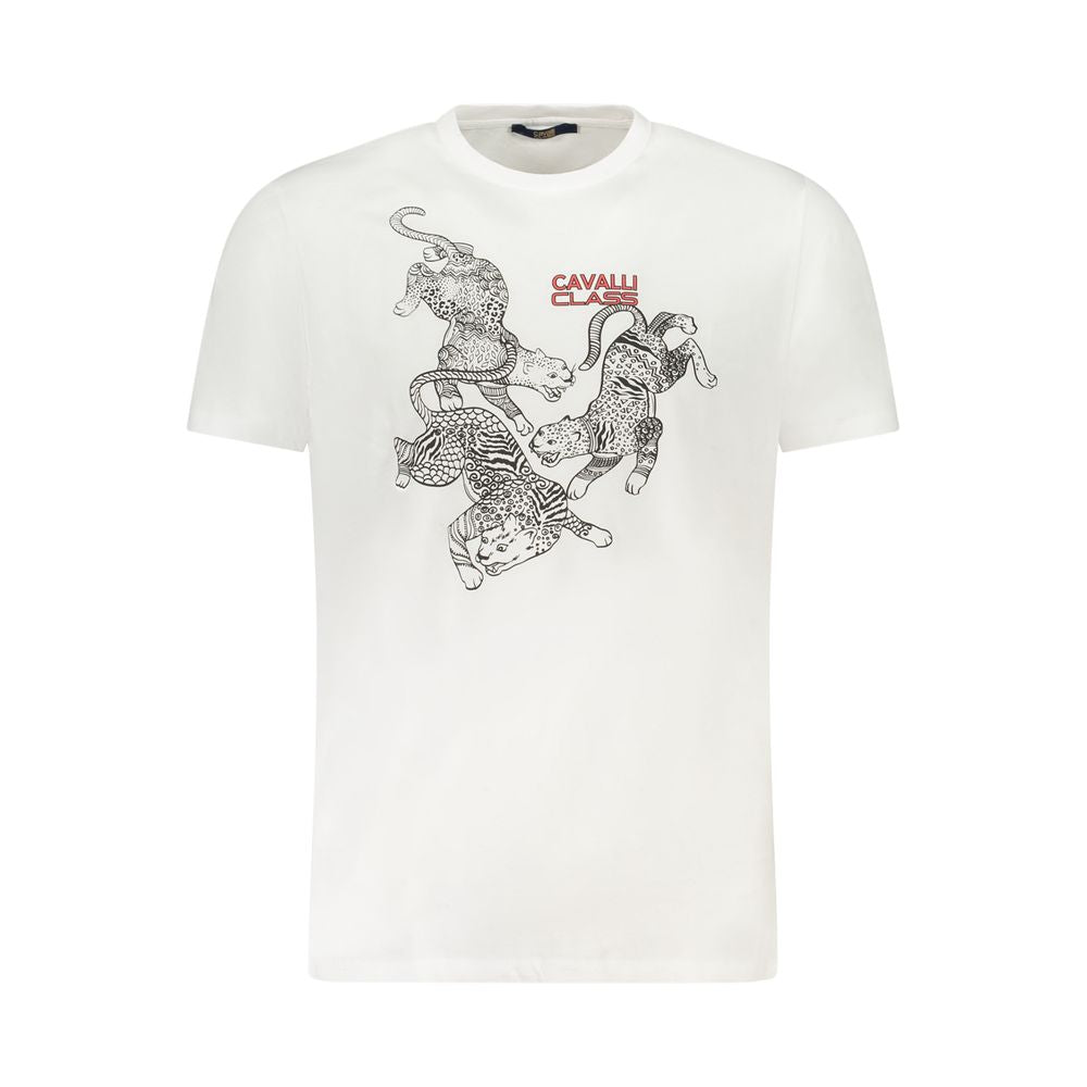 Cavalli Class White Cotton Men T-Shirt
