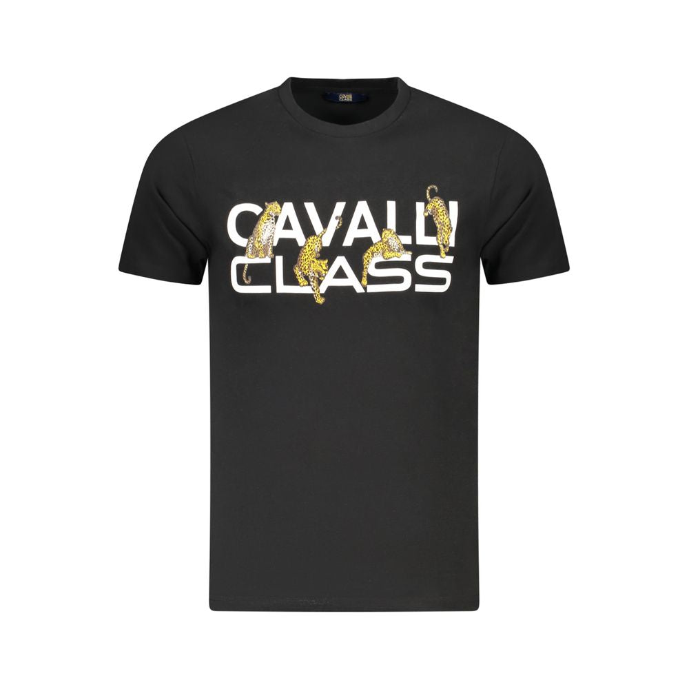 Cavalli Class Black Cotton Men T-Shirt
