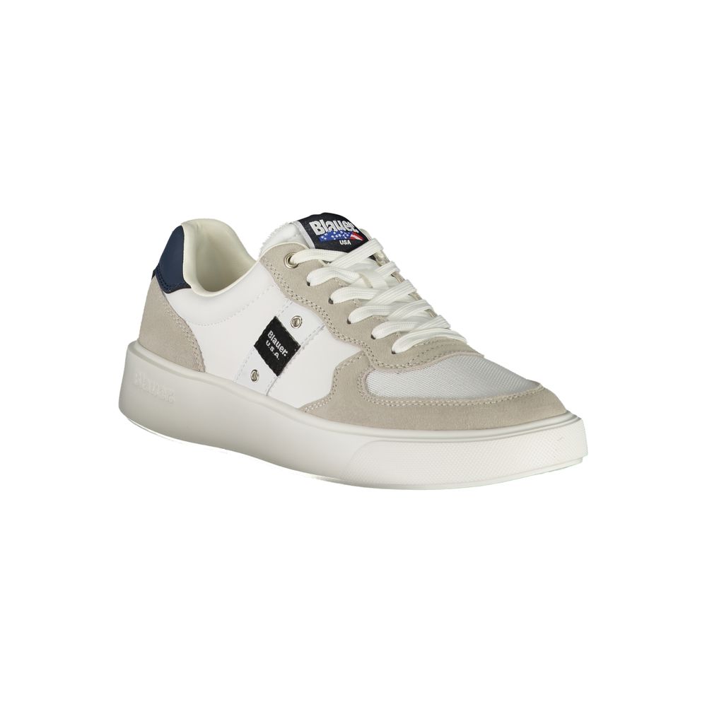 Blauer White Leather Men Sneaker