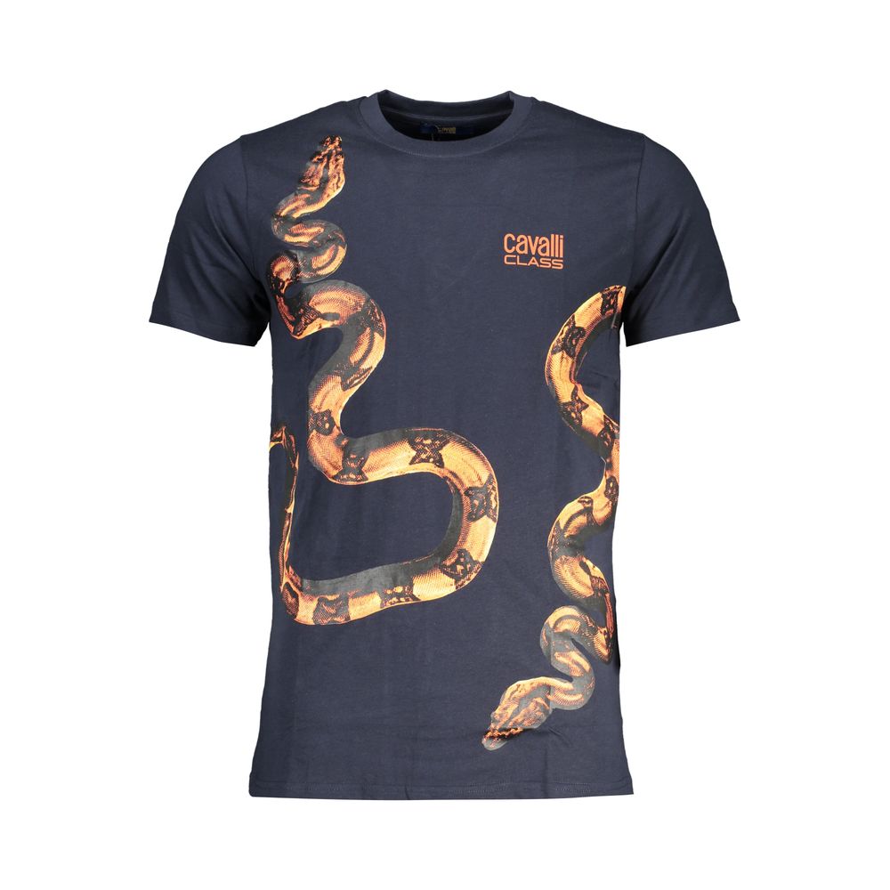 Cavalli Class Blu Cotton Men T-Shirt