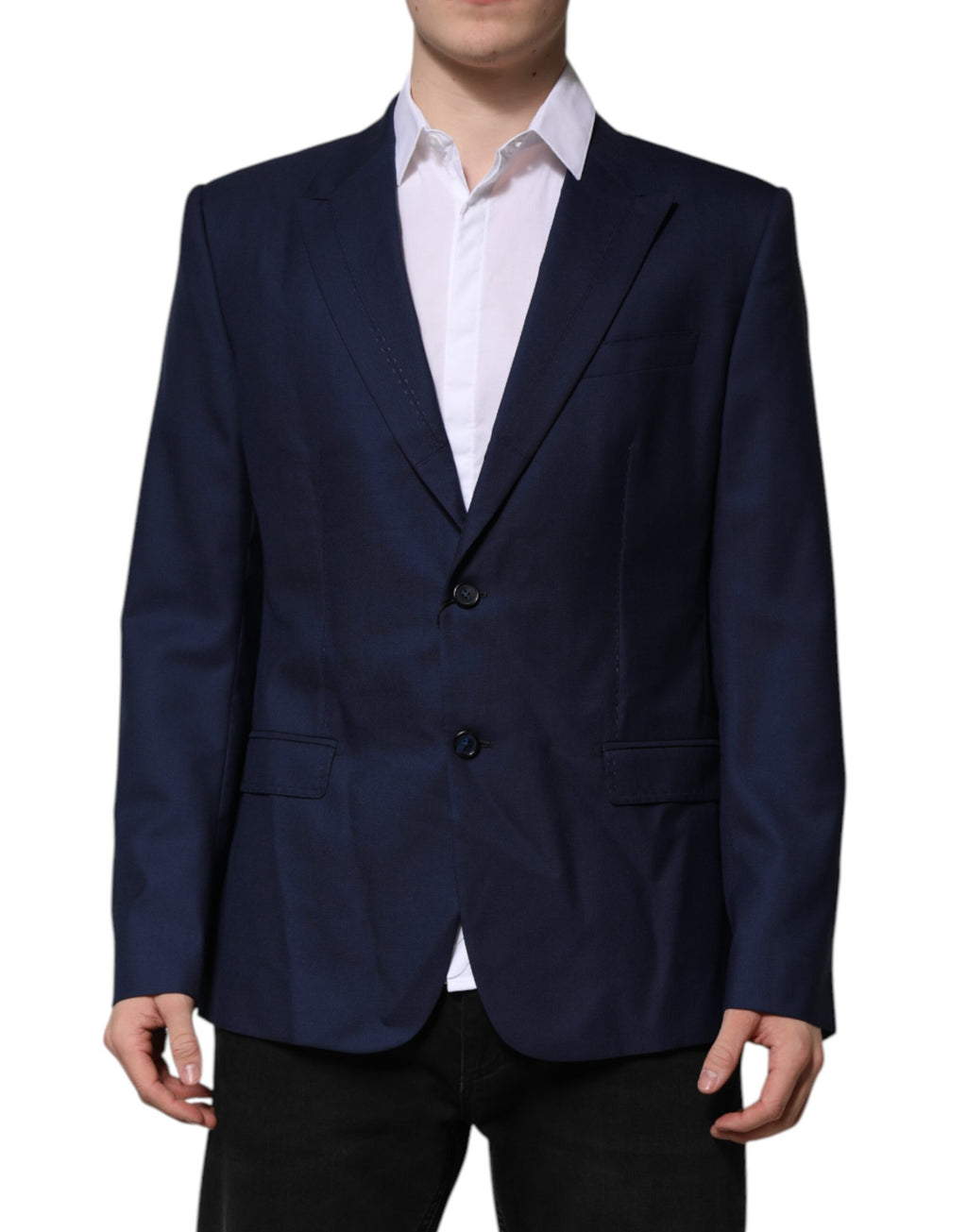 Blue Wool Single Breasted Suit Coat Blazer