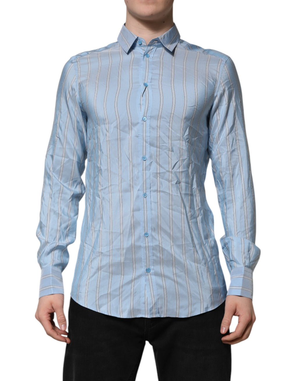 Blue Striped MARTINI Long Sleeve Dress Shirt