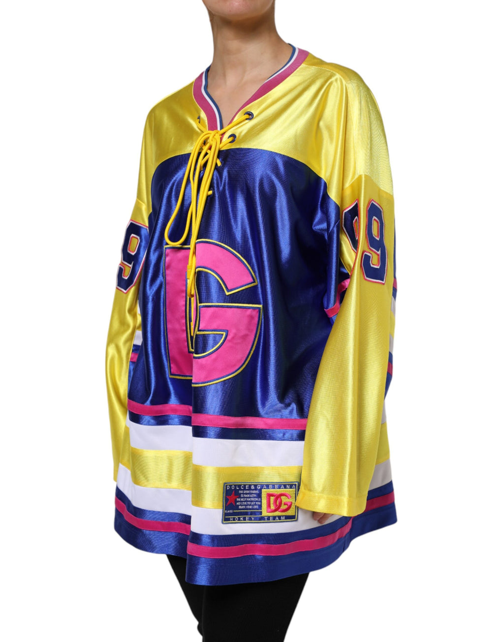 Multicolor Polyester Long Sleeves V-Neck Top