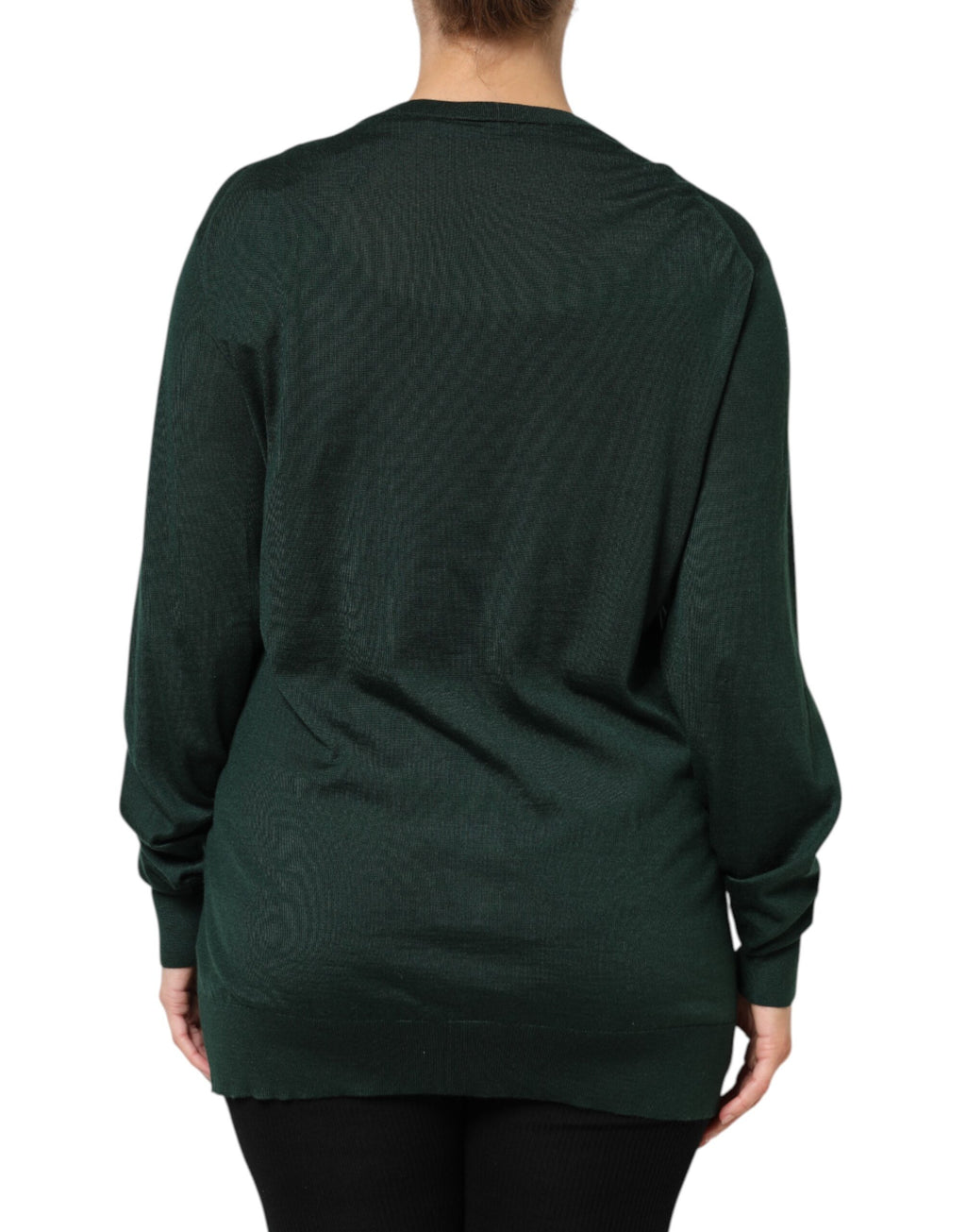 Dark Green Cashmere Silk Cardigan Sweater