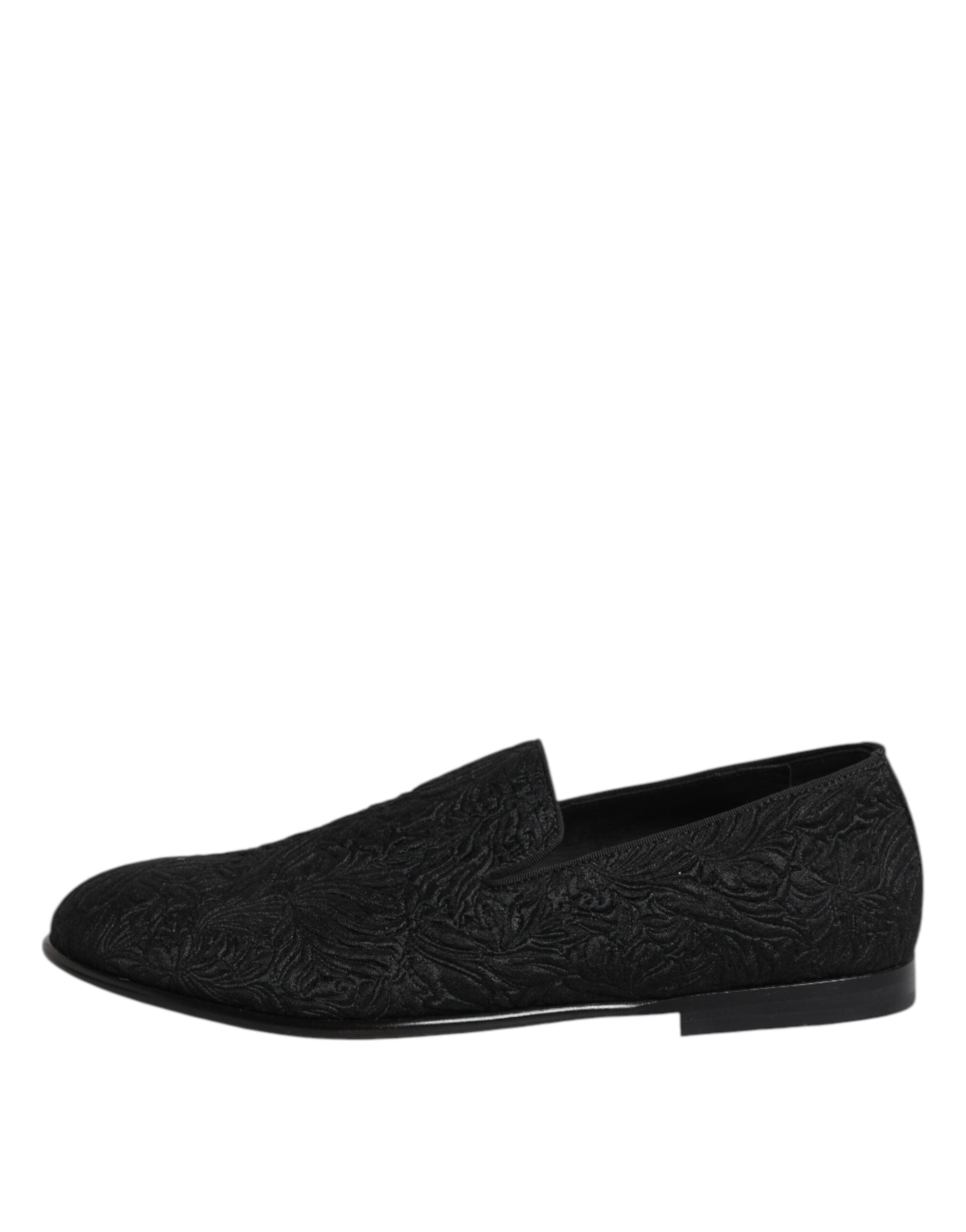 Black Jacquard Slip On Loafers Formal Shoes