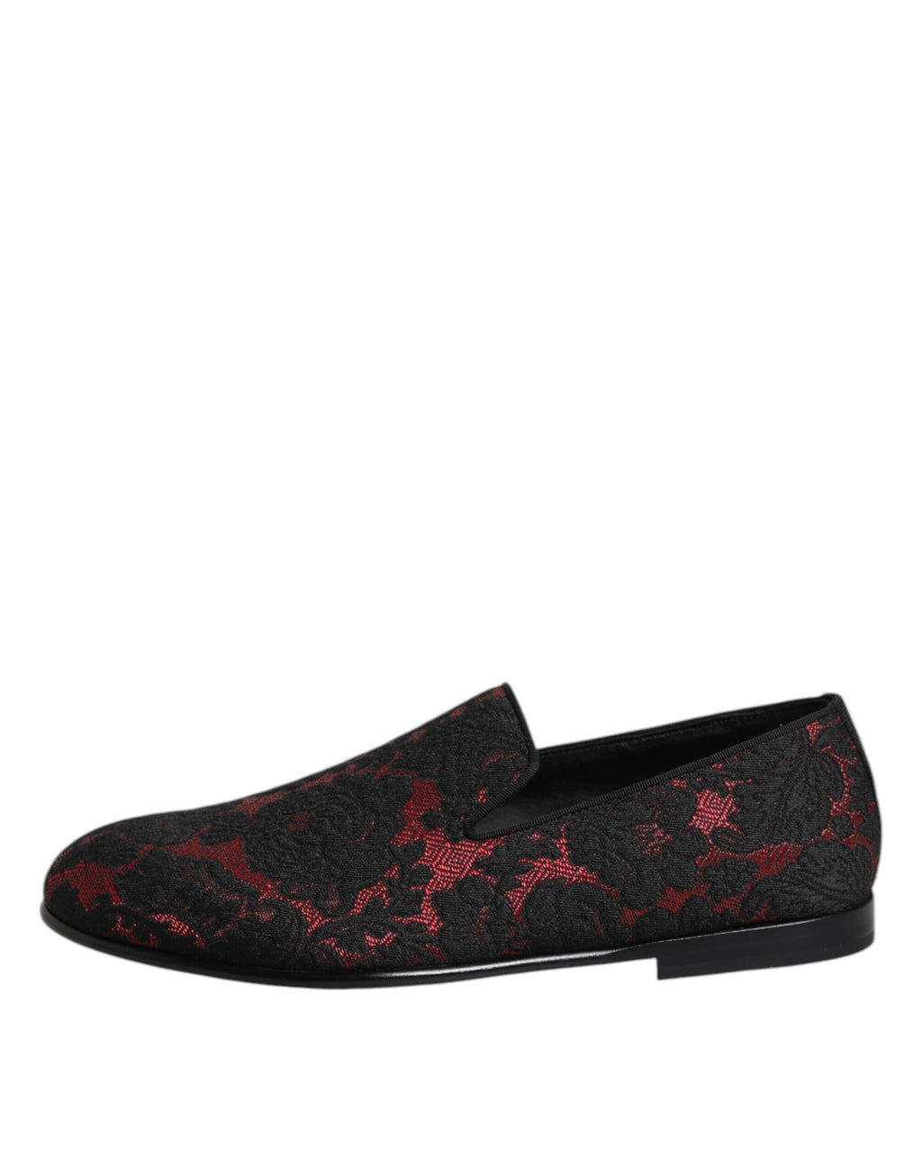 Red Black Jacquard Slip On Loafers Shoes