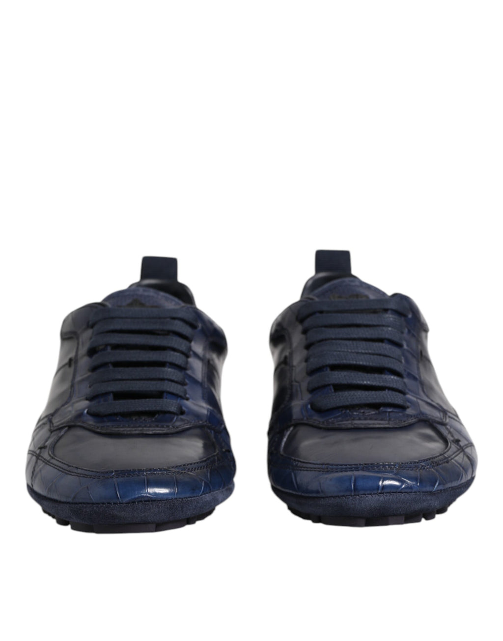Dark Blue Leather Low Top Men Sneakers Shoes