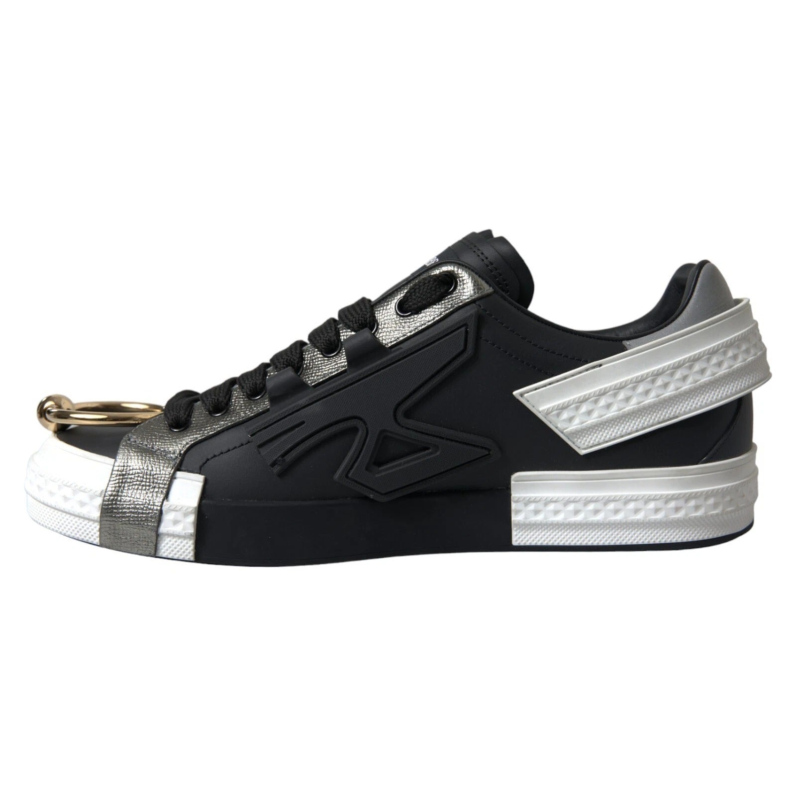 Black Leather Low Top Sneakers Portofino Shoes