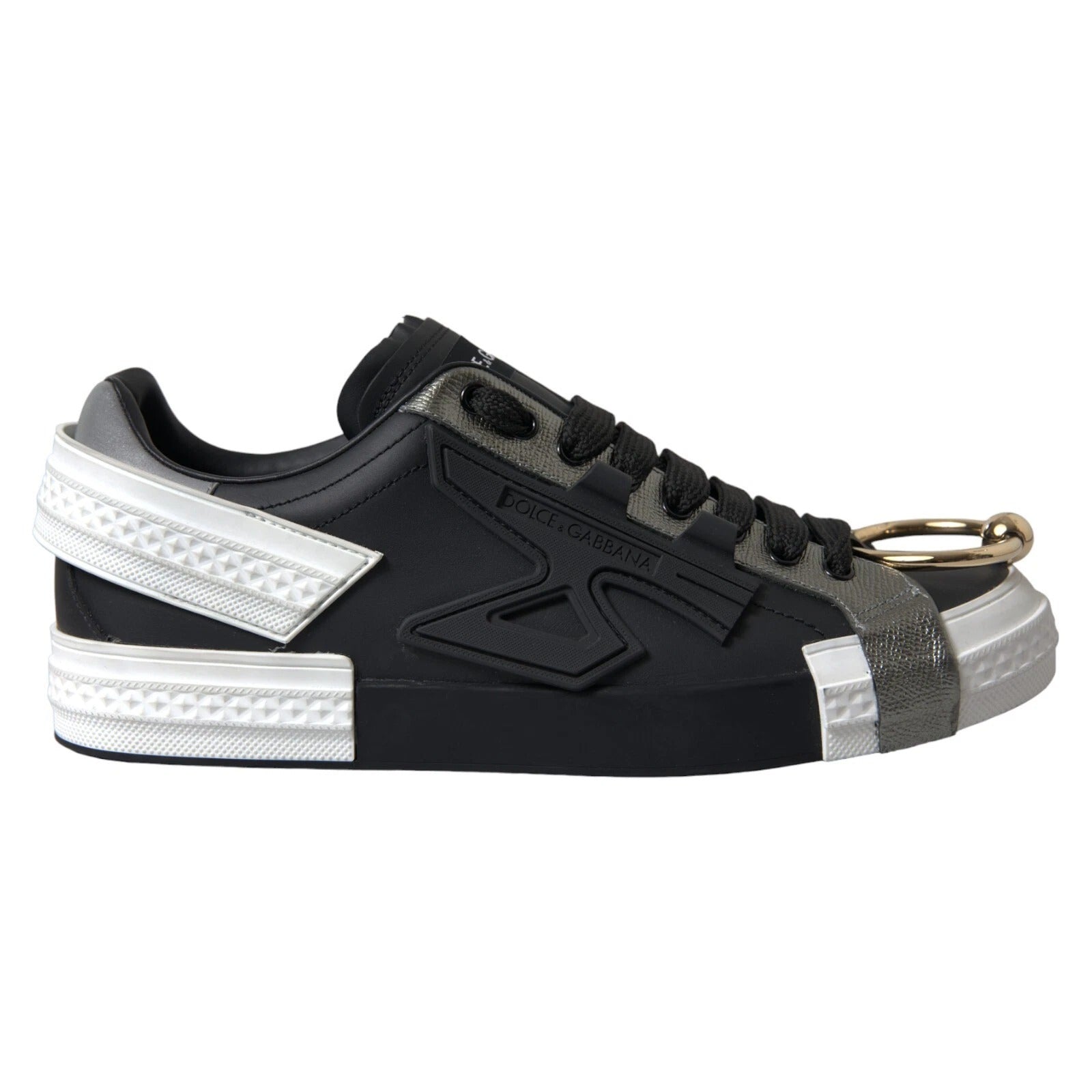 Black Leather Low Top Sneakers Portofino Shoes