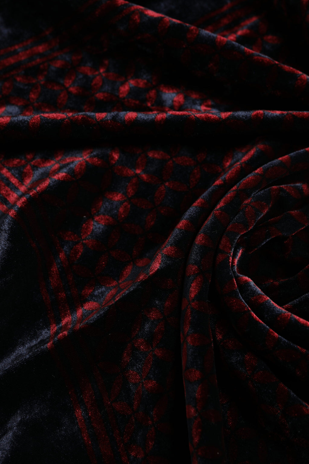 Black Red Viscose Square Men Foulard Scarf