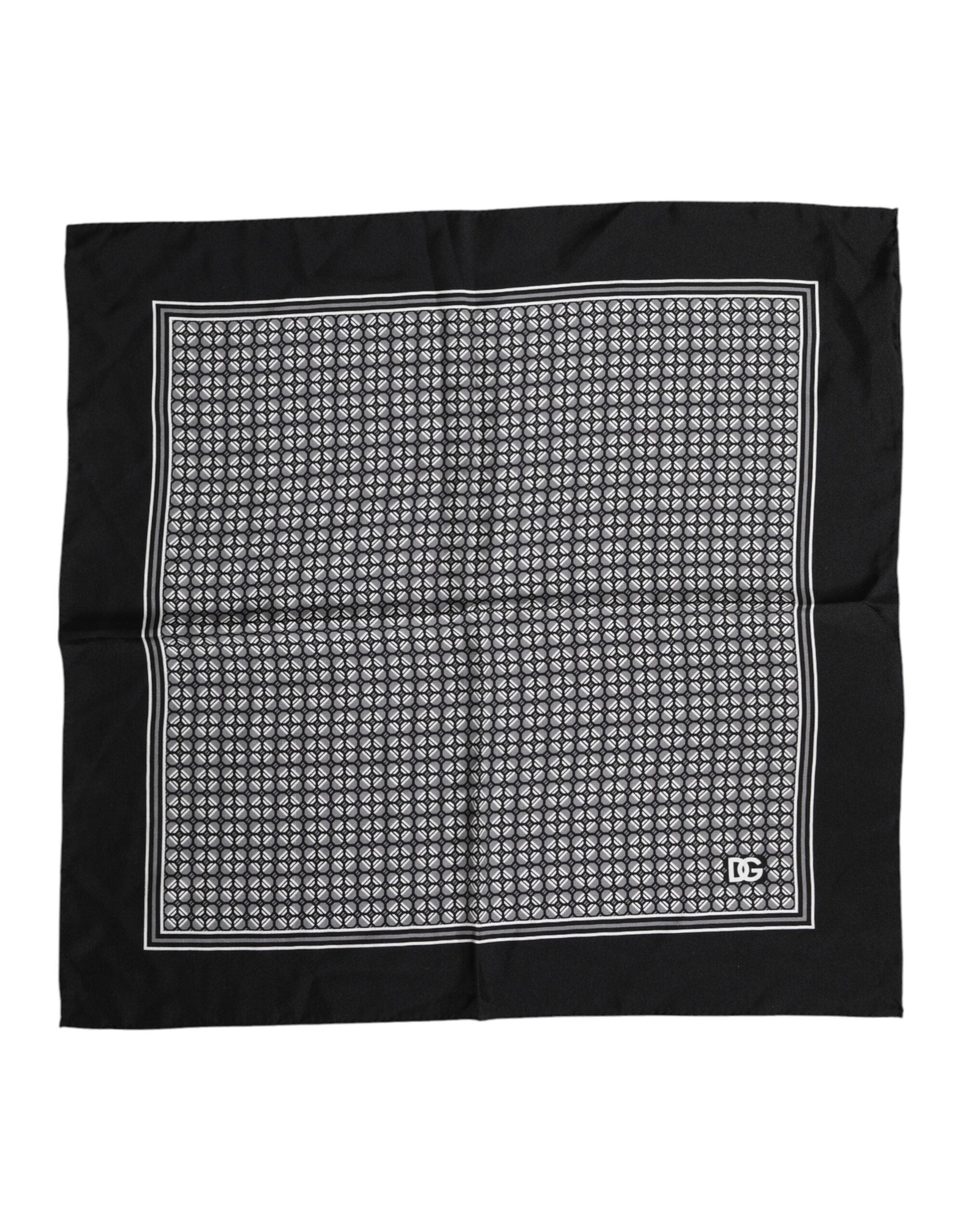 Black White Patterned Square Foulard Scarf