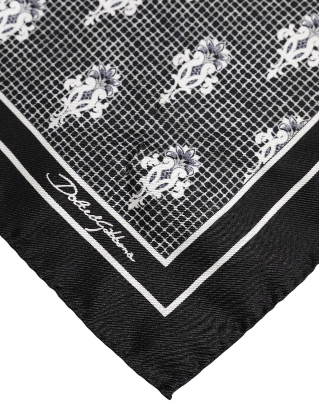 Black White Printed Square Foulard Scarf