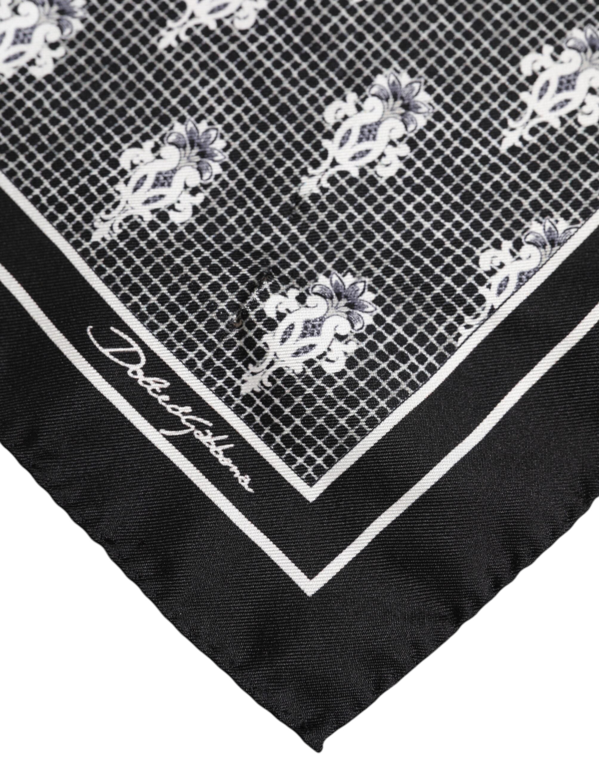 Black White Printed Square Foulard Scarf