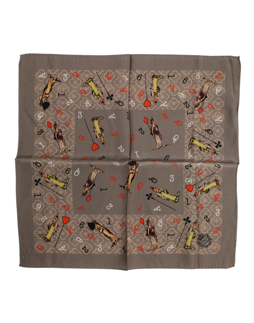 Brown Silk Printed Square Men Foulard Scarf